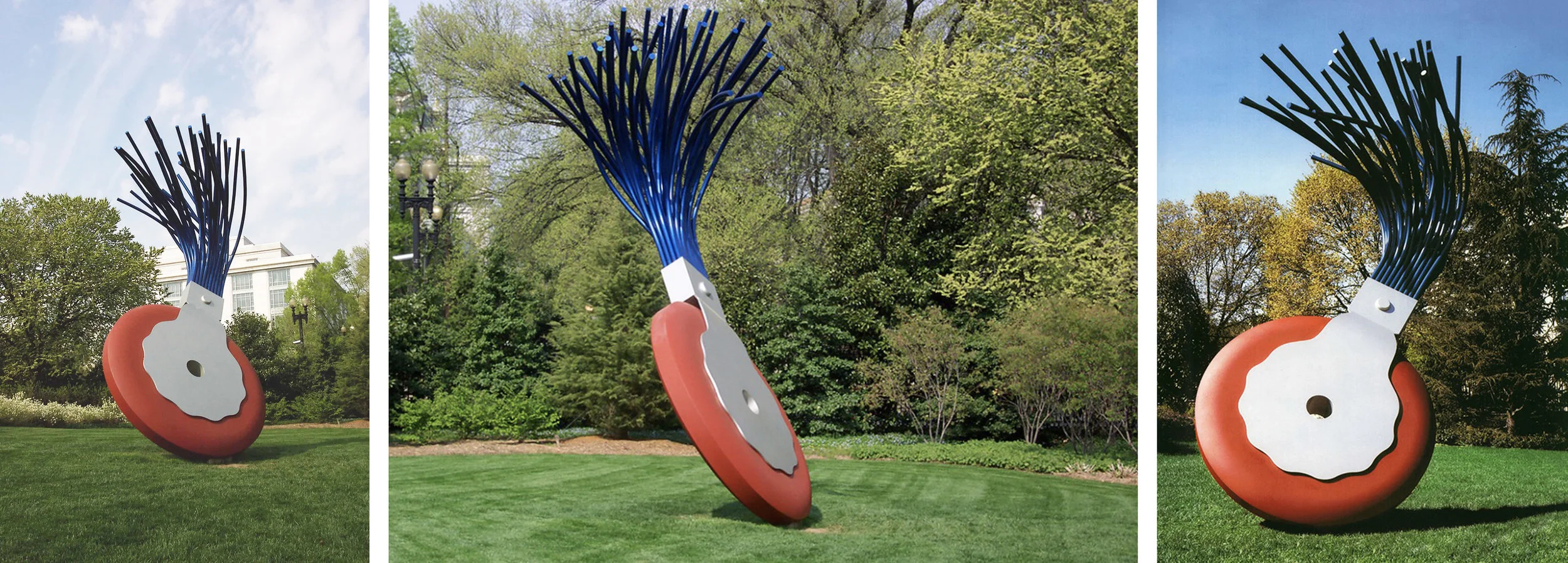 Claes Oldenburg and Coosje van Bruggen Typewriter Eraser - Scale X 1999 Stainless steel and FRP composite painted with acrylic polyurethane 19'-3" x 11-'10" x 11-'7" The National Gallery of Art, Washington D.C. View More Claes Oldenburg and Coosje van Bruggen