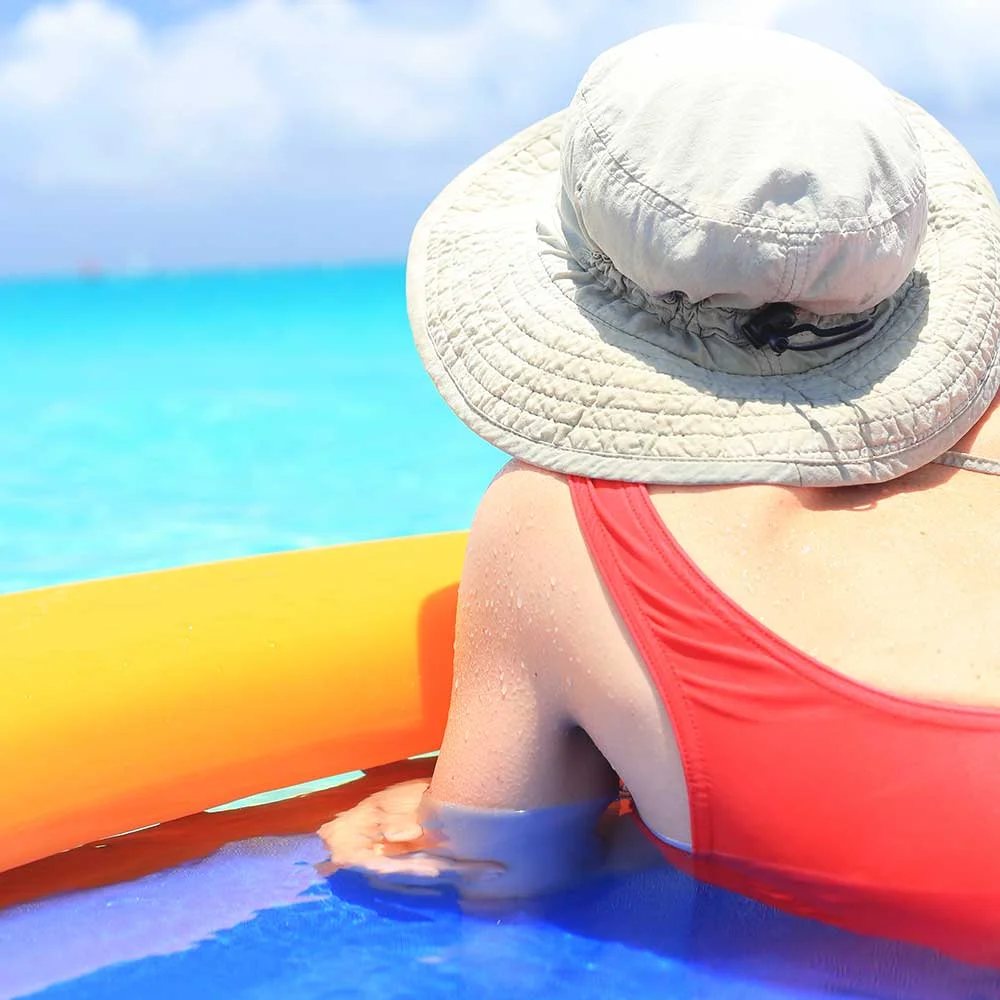 Beaches’ floating discs are a wonderful way to sunbathe in Grace Bay.