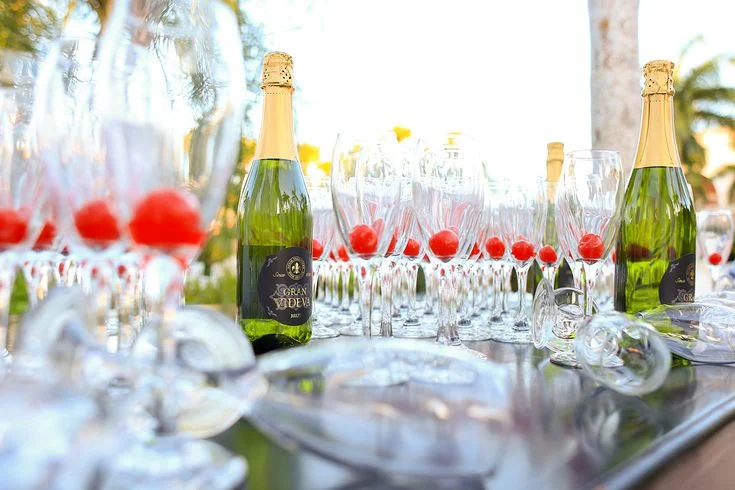 One of the social events at the resort is a “Champagne” toast outside of the welcome center.