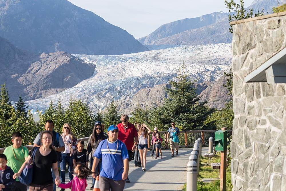 The Mendenhall Glacier is sometimes called “the most accessible glacier in the world.” It’s 12 miles away from the cruise port terminal in Juneau and it is easily reached by bus or car.