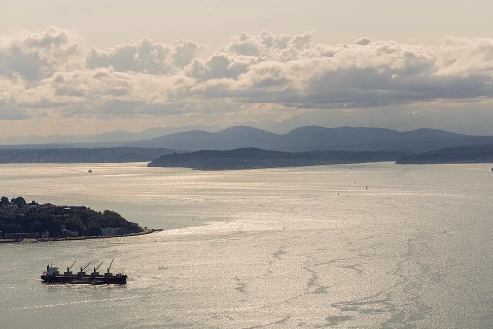 The Puget Sound, as seen from the Sky View Observatory in Seattle’s Columbia Center.