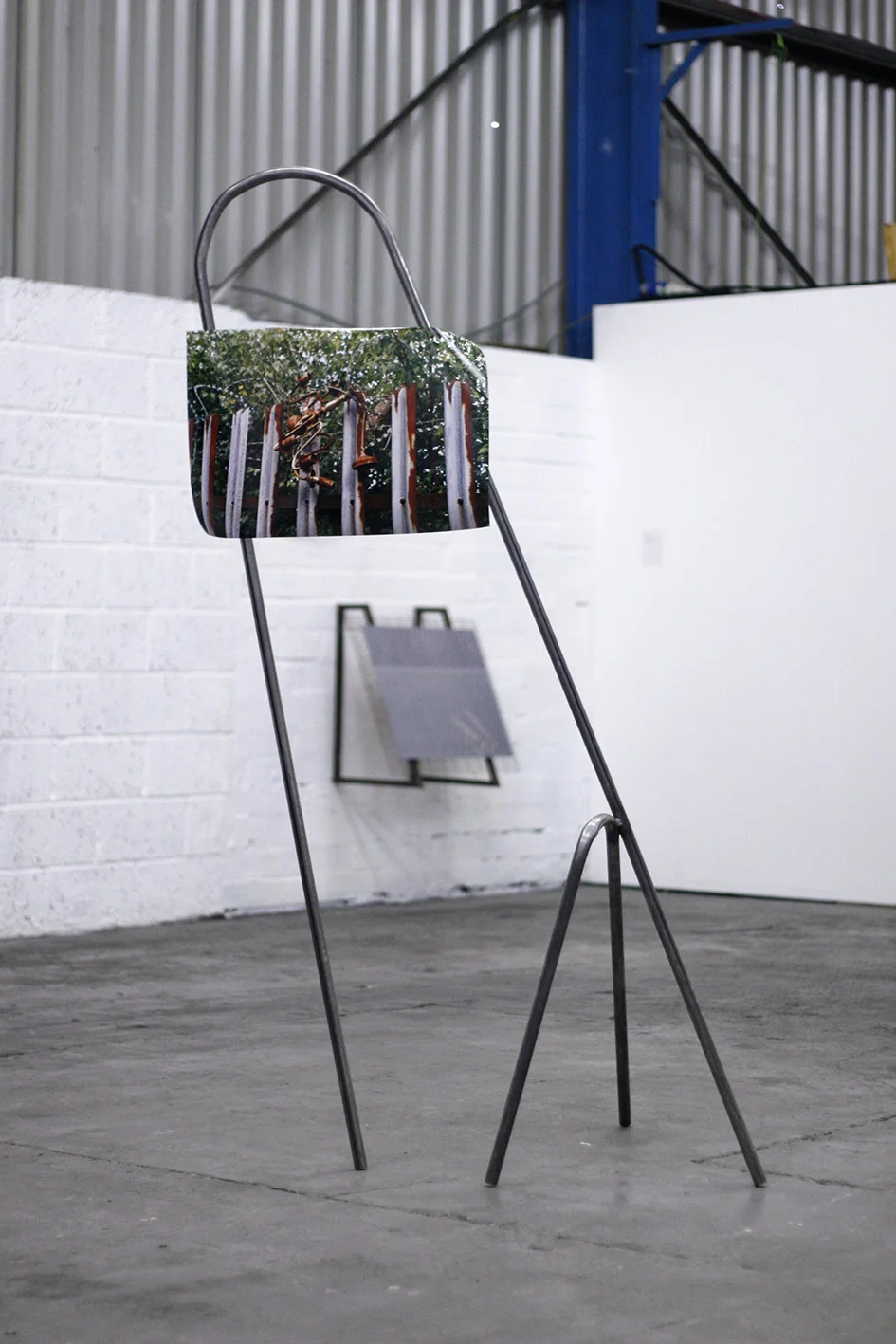 Misadventures in Wonderland 2018, mild steel, c-type hand print and magnets 203 x 121 x 78 cm