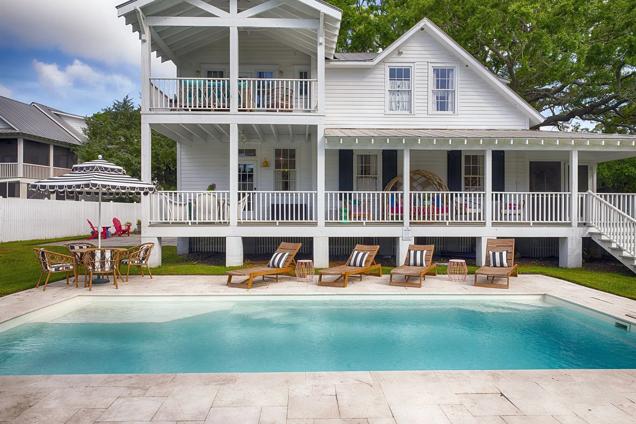 Swimming pool at Bliss Cottage vacation rental on Tybee Island.