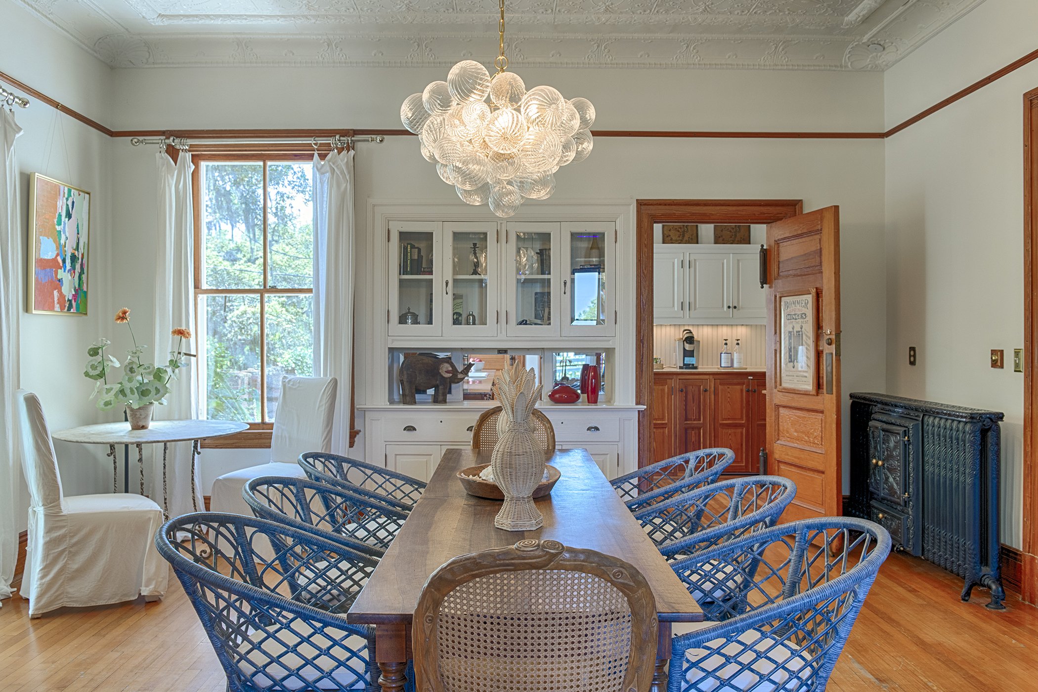 Dining room interior at the historic Officer’s Row home on Tybee Island.
