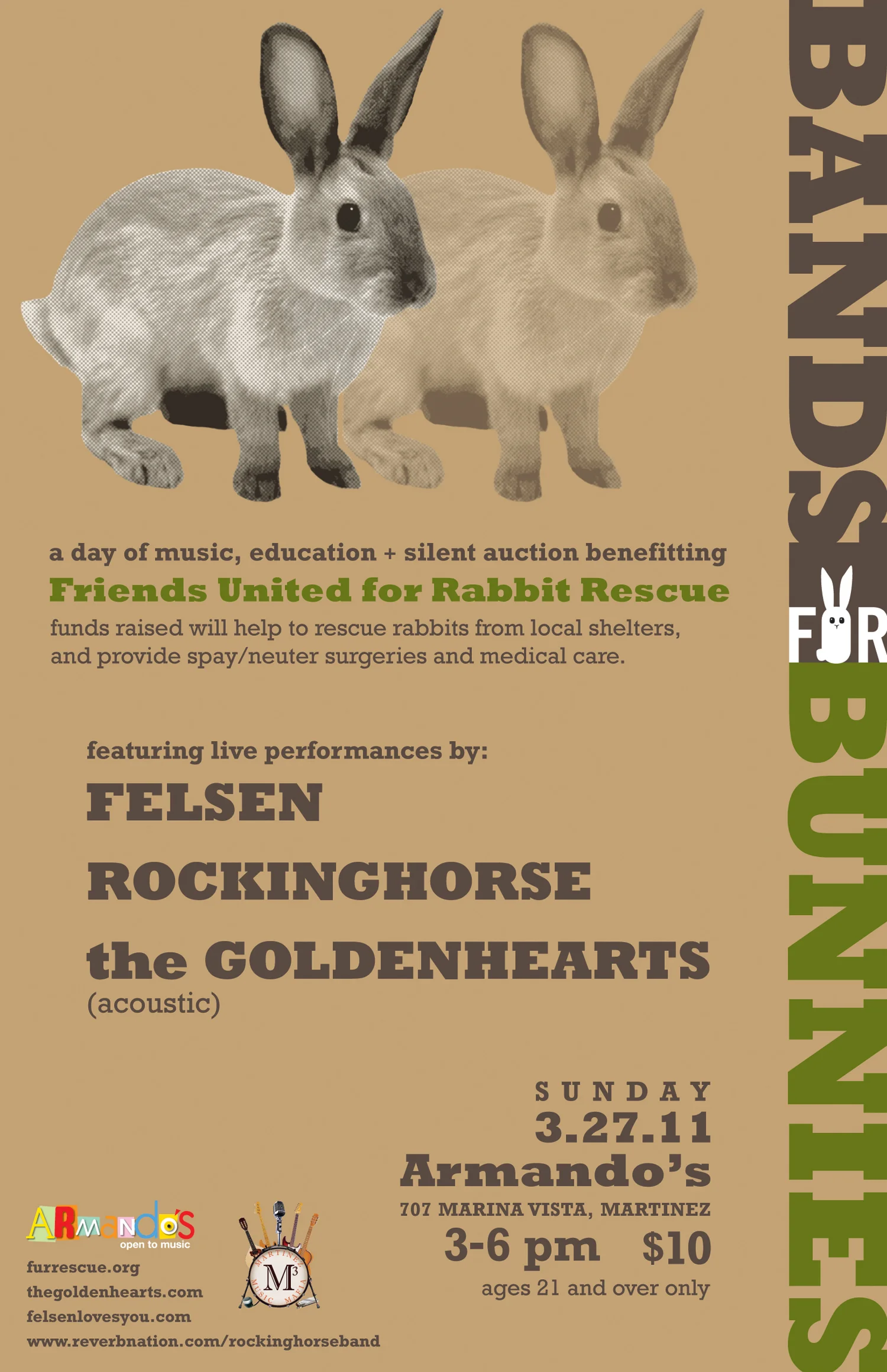Bands for Bunnies Fundraising Event Poster