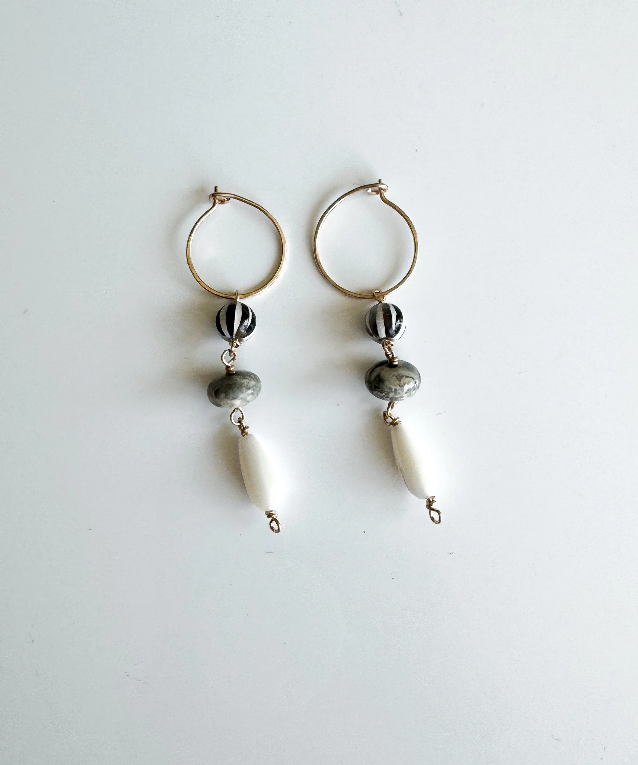 Gold filled with mother of pearl and stones &bull;&bull;&bull;
.
.
.
.
#stoneearrings #canadianmade #jewerlydesigner #bossbabe #fallearrings