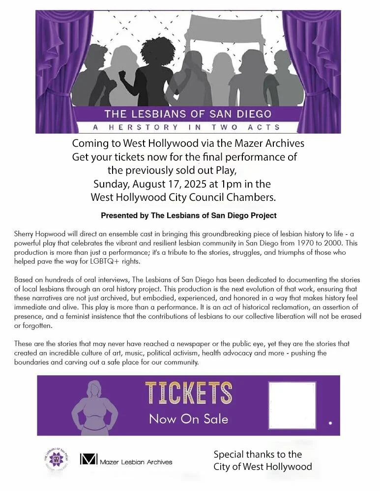 The Lesbians of San Diego A Herstory in Two Acts-Coming to West Hollywood
