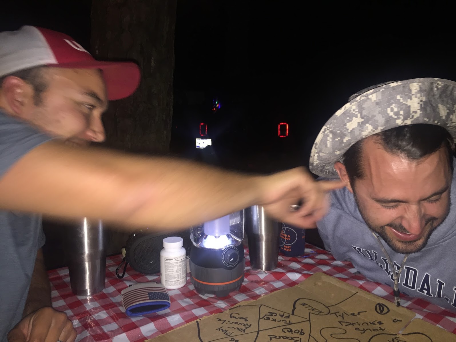 Camping bromance + wet willy + quarters game