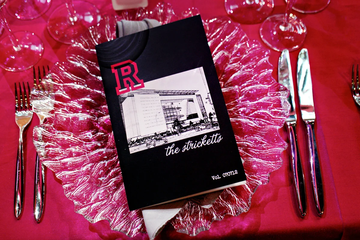 High school yearbook wedding program at Newseum wedding, Washington DC - Planning by Bella Notte and Photo by Deb Lindsey Photography
