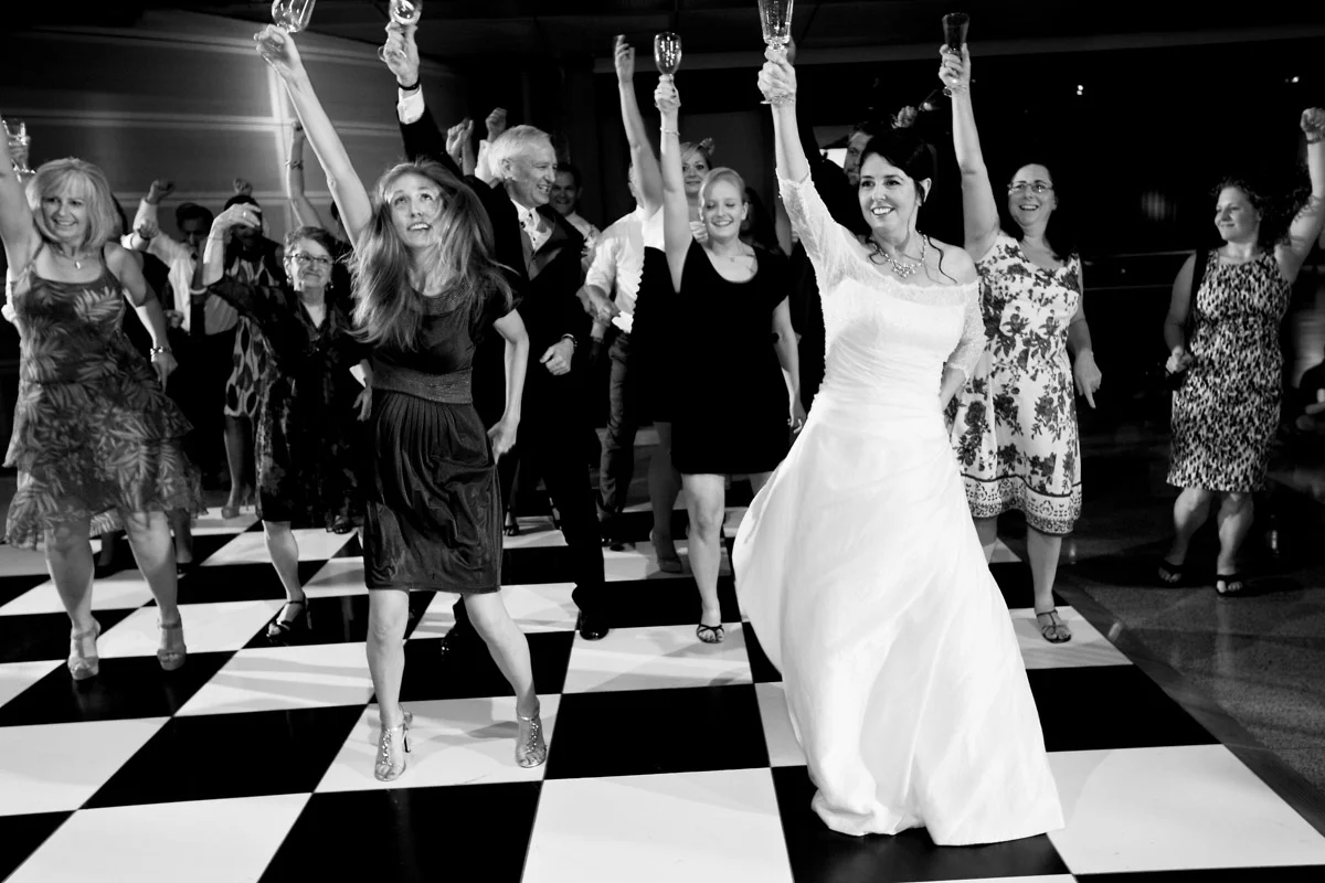Newseum wedding reception dance floor in Washington DC - Planning by Bella Notte and Photo by Deb Lindsey Photography