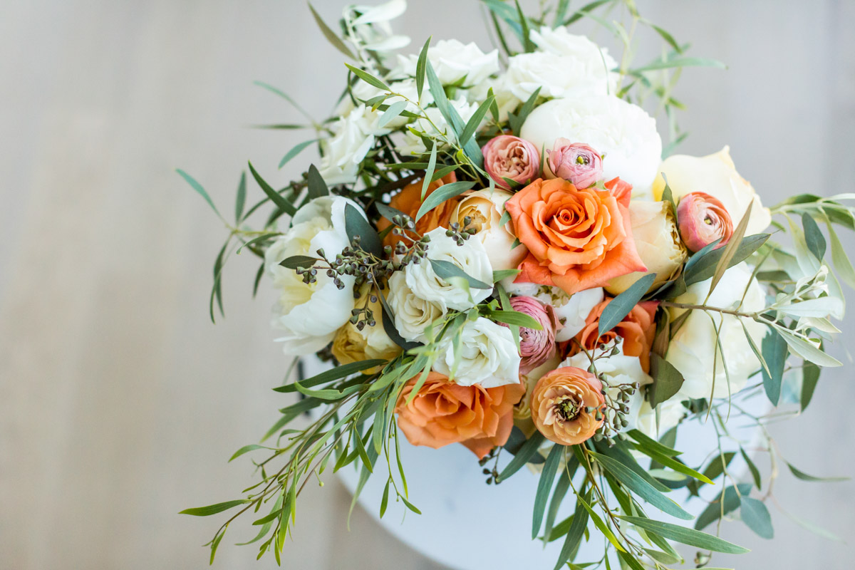 Organic peach, cream and green bridal bouquet, Planning by Bella Notte, Photo by Procopio Photography