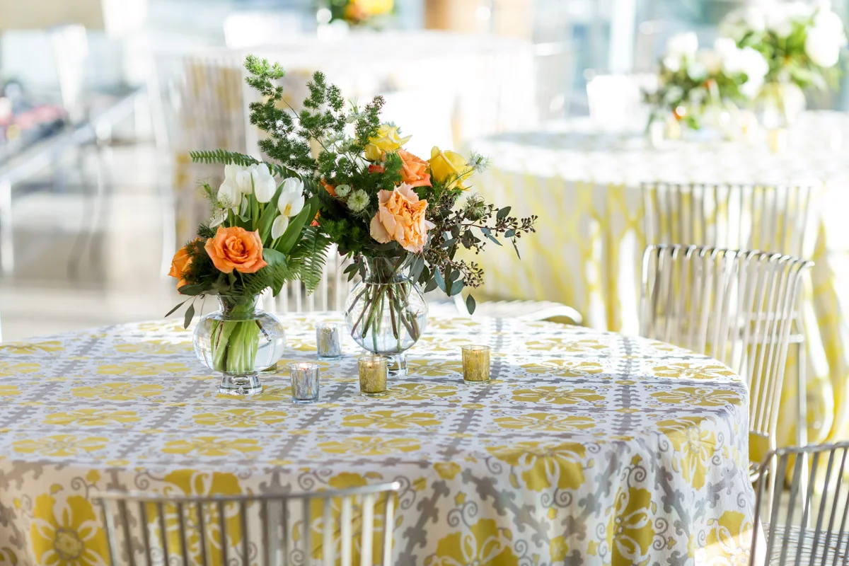 Botanical wedding reception decor at DC's Arena Stage, Planning by Bella Notte, Photo by Procopio Photography