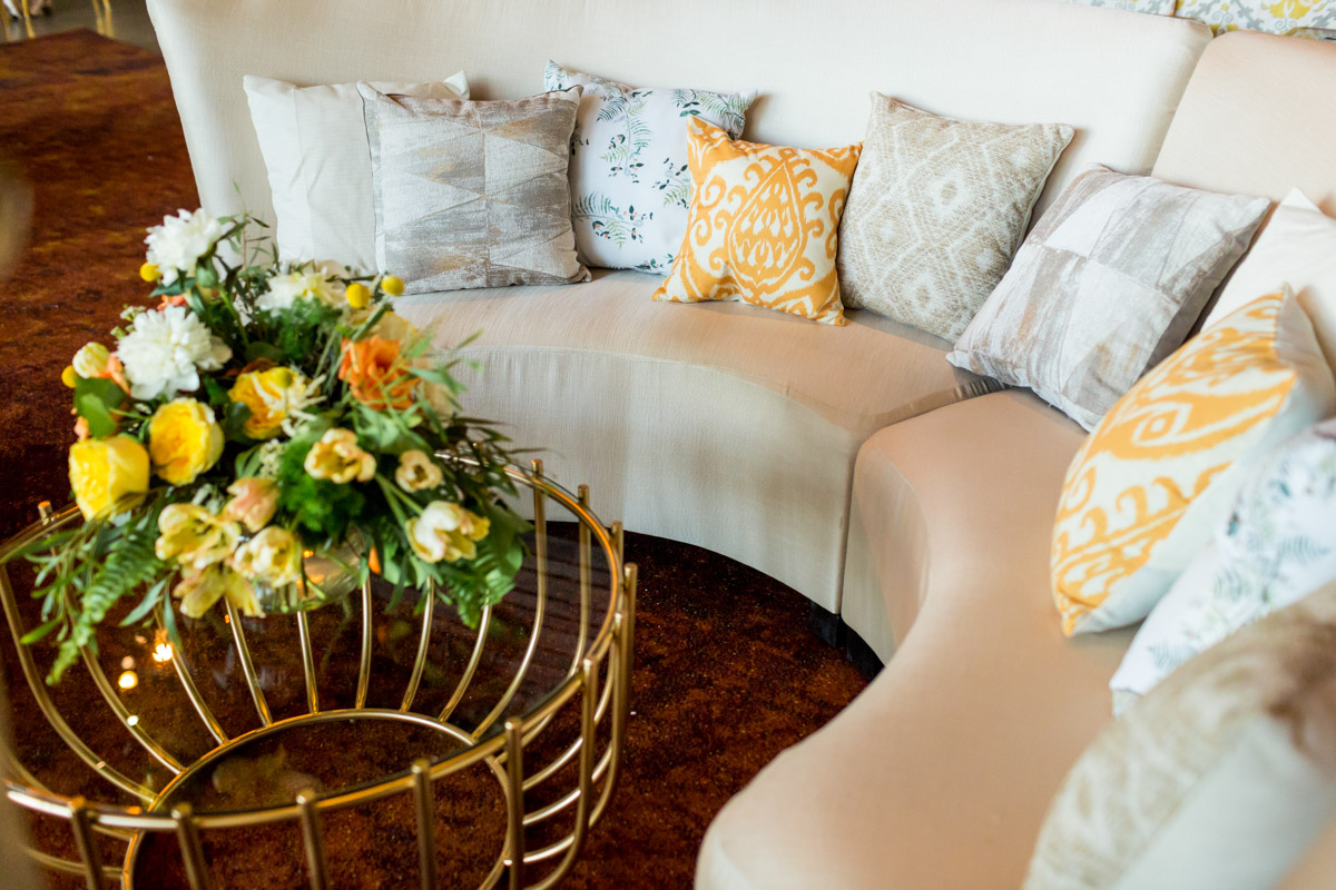 Modern wedding cocktail lounge area at DC's Arena Stage, Planning by Bella Notte, Photo by Procopio Photography