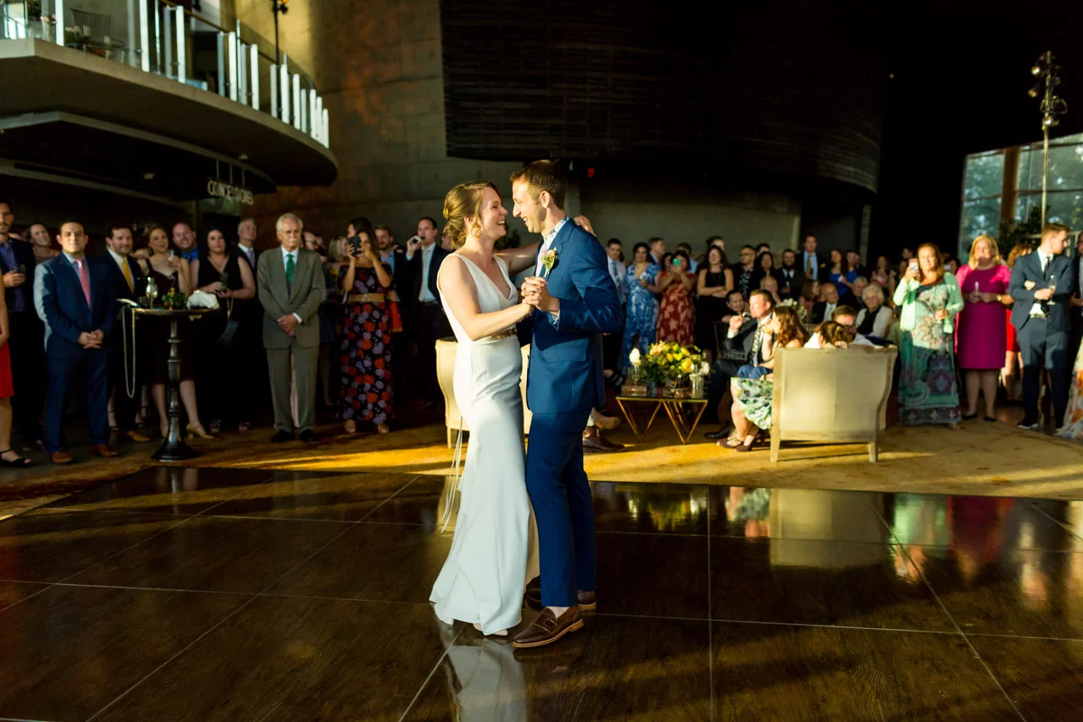 DC wedding reception first dance at Arena Stage, Planning by Bella Notte, Photo by Procopio Photography