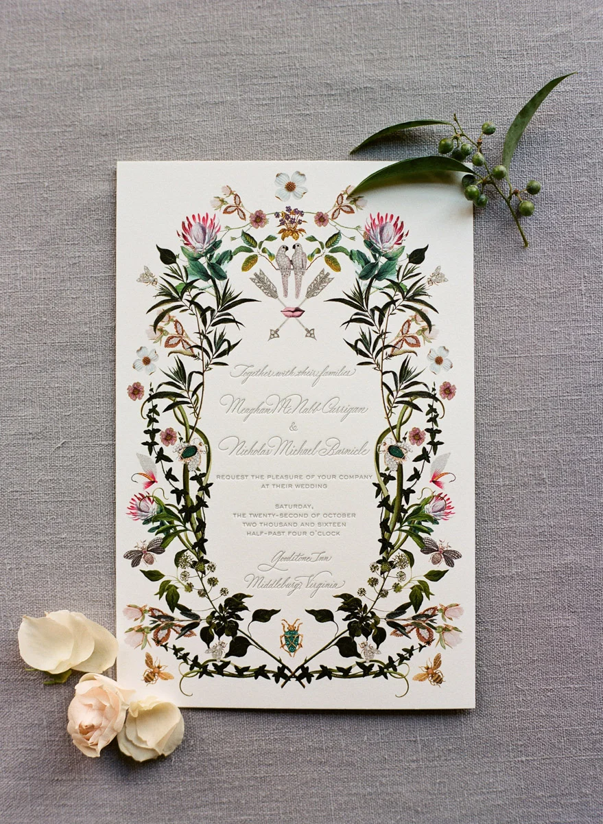 Whimsical, botanical wedding invitation, Planning by Bella Notte, Photo by Elisa Bricker Photography