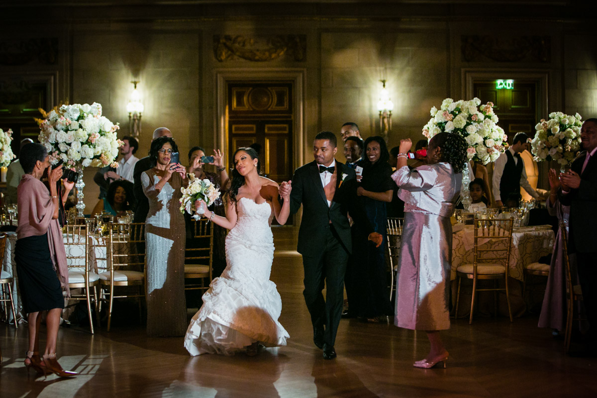 Fun wedding reception entrance at the Mellon Auditorium in DC, Planning by Bella Notte, Photo by The Observatory