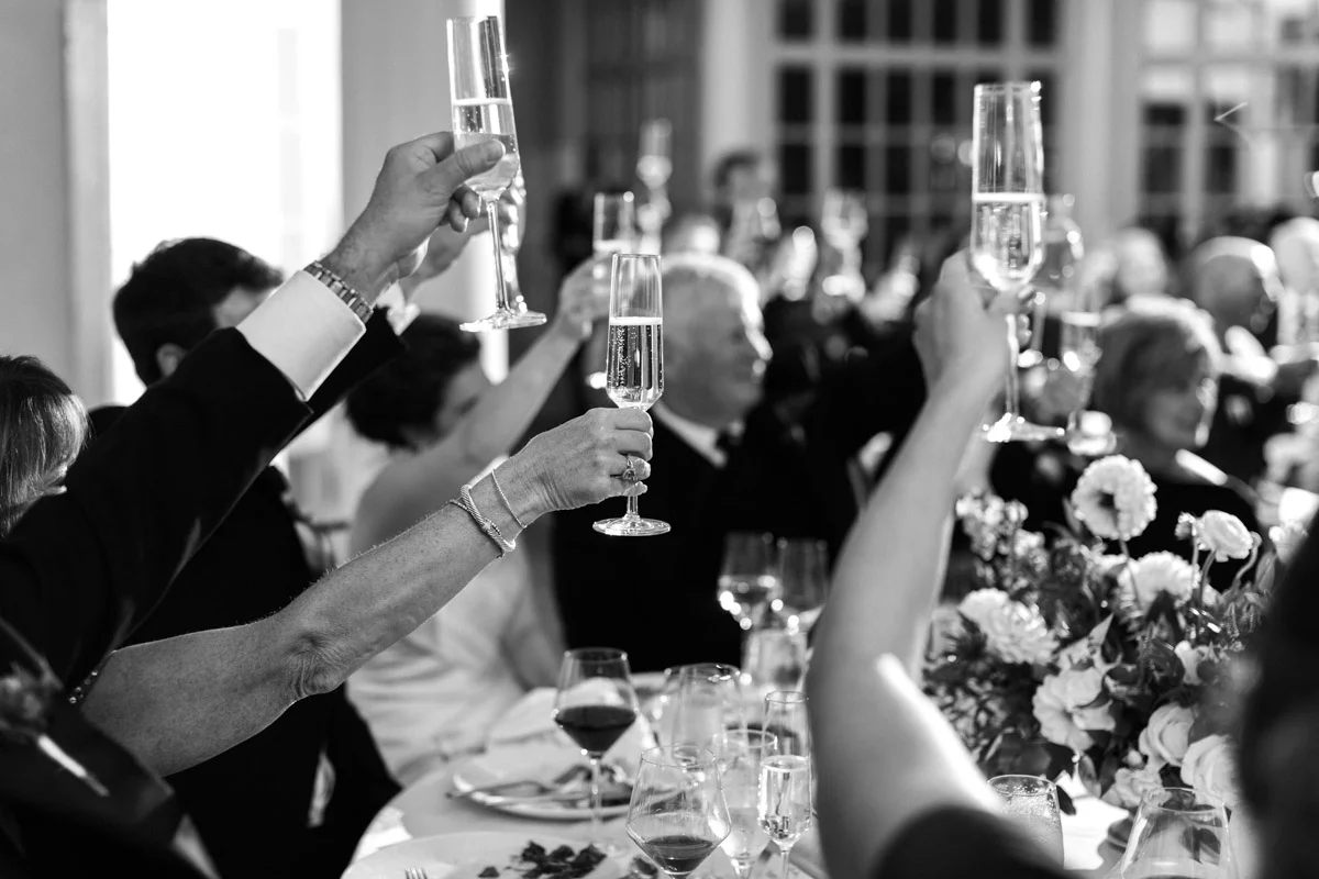 Wedding reception toasts at The Fairmont Hotel in Washington DC, planning by Bella Notte and photo by Abby Grace Photography