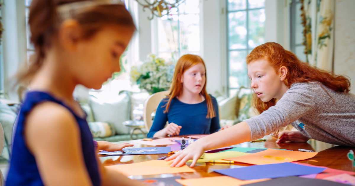 children doing crafts