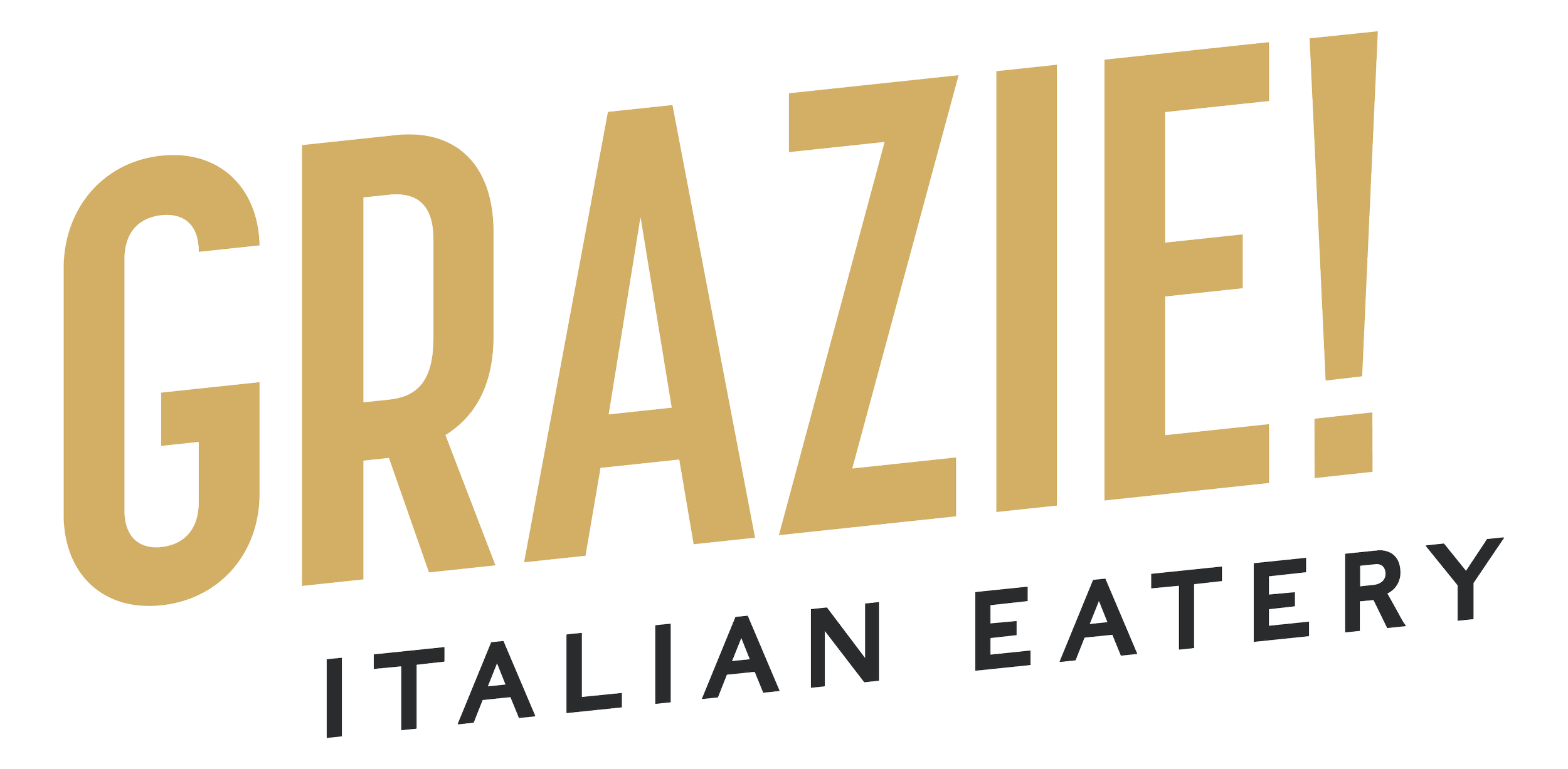 Logo for Grazia Italian Eatery in gold and black text.