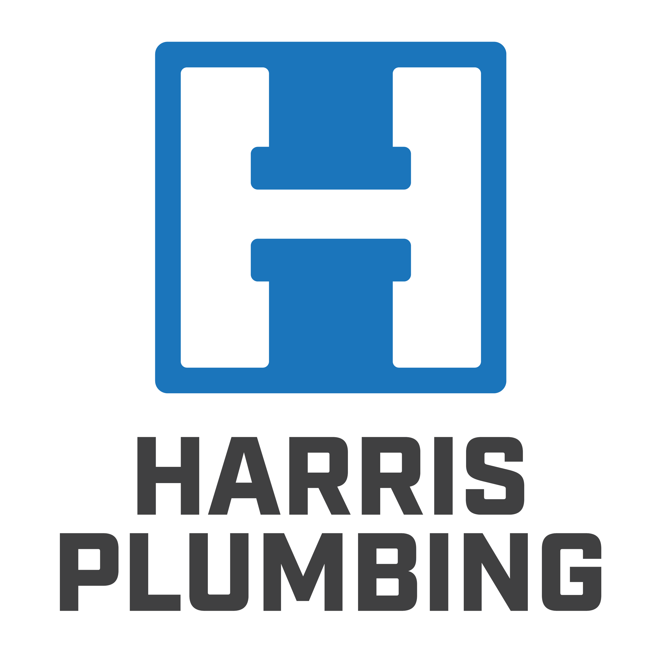 The logo features a blue power plug icon above the text 'HARDWARE' with the phrase 'PLUMBING' in black below.