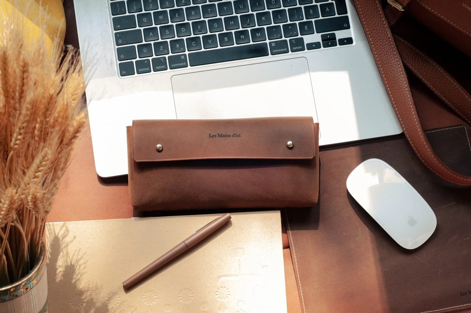 Étui à Crayons En Cuir - Pochette Fermeture éclair Capacité - Pour école, Bureau, Rangement Stylos