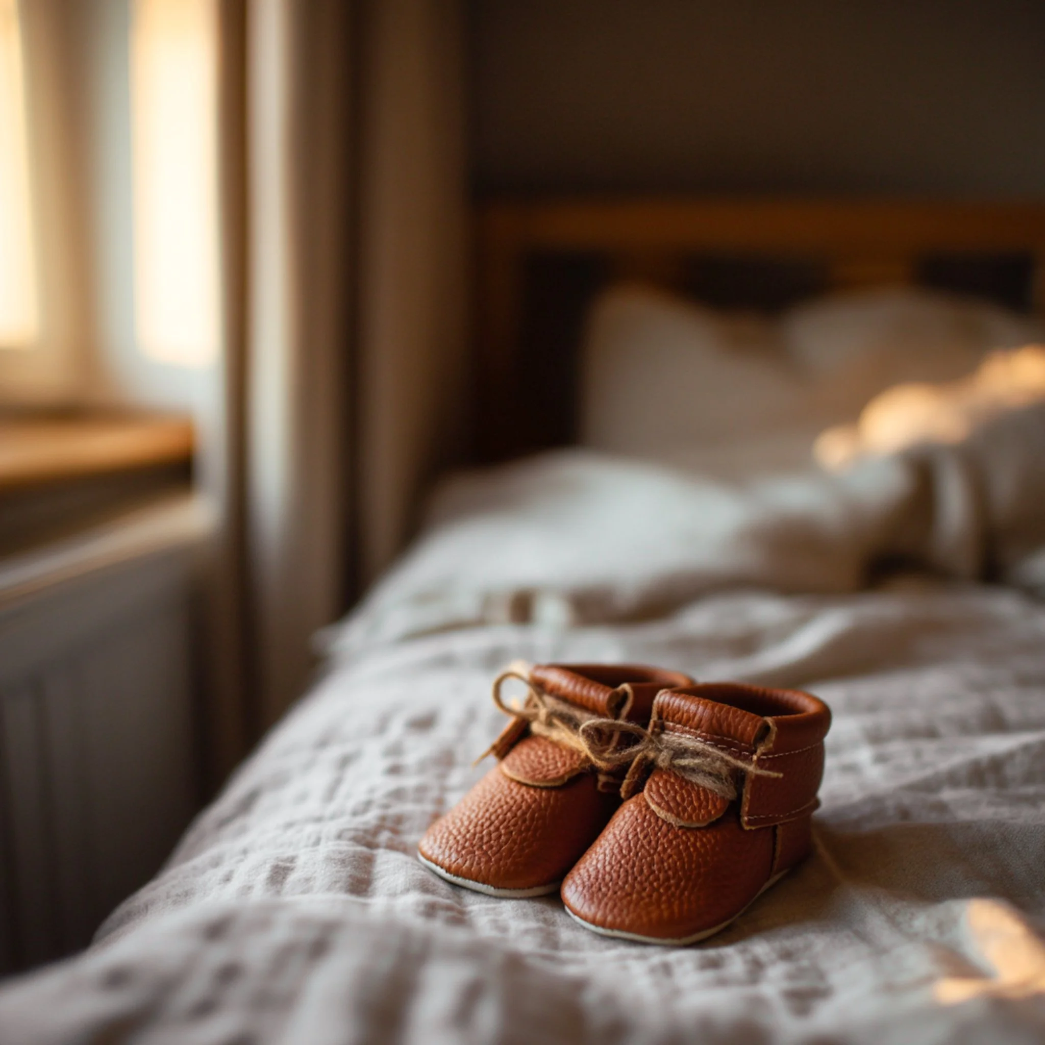 Des pantoufles en cuir faites &agrave; la main au Qu&eacute;bec, pr&ecirc;tes &agrave; garder les pieds de b&eacute;b&eacute; bien au chaud. 😇😘