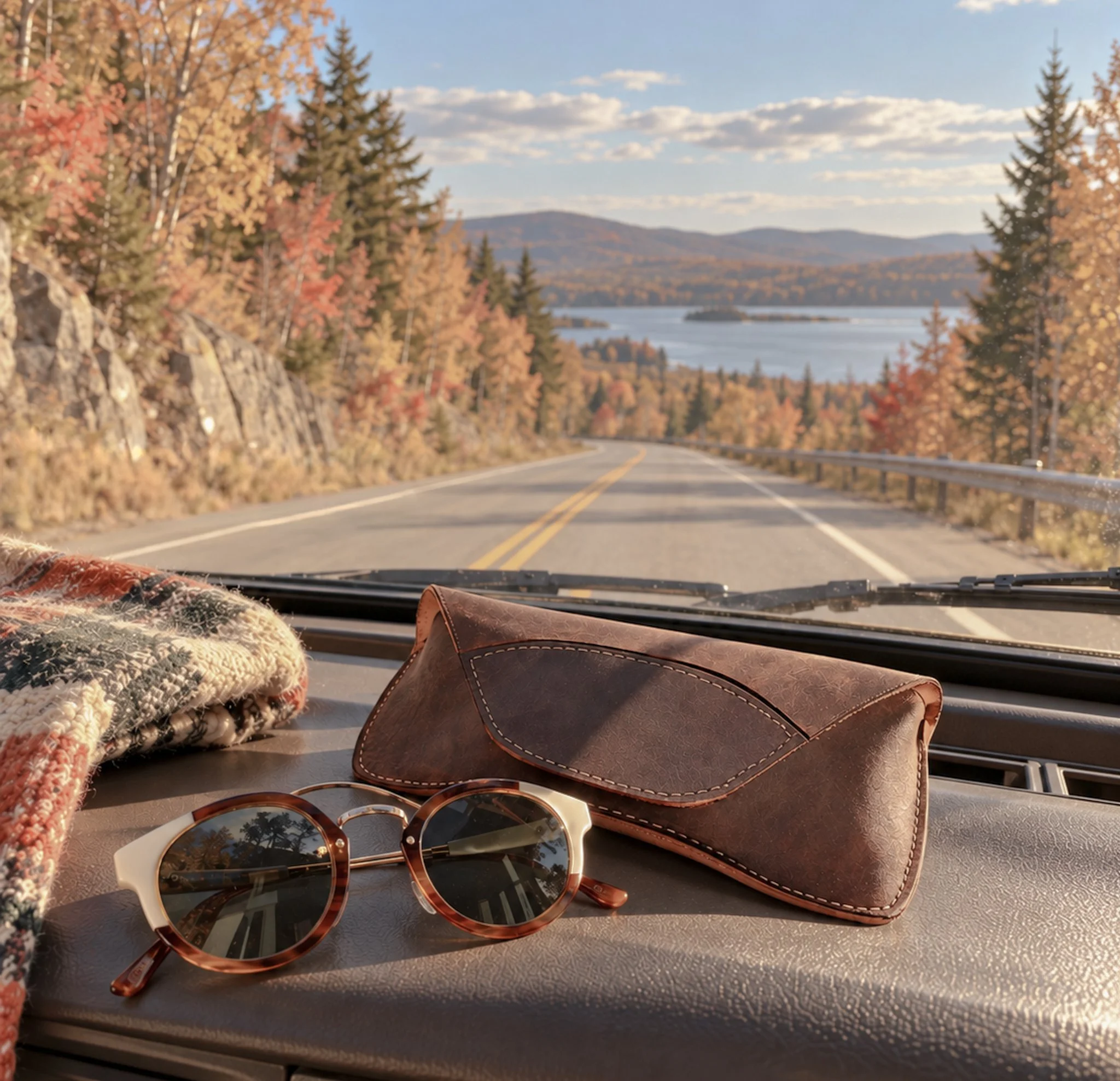 Sur les routes du Qu&eacute;bec, l&rsquo;automne passe encore mieux derri&egrave;re une bonne paire de lunettes. 🍂 Prot&eacute;g&eacute;es par un bel &eacute;tui en cuir fait main, icitte au Qu&eacute;bec. 😇