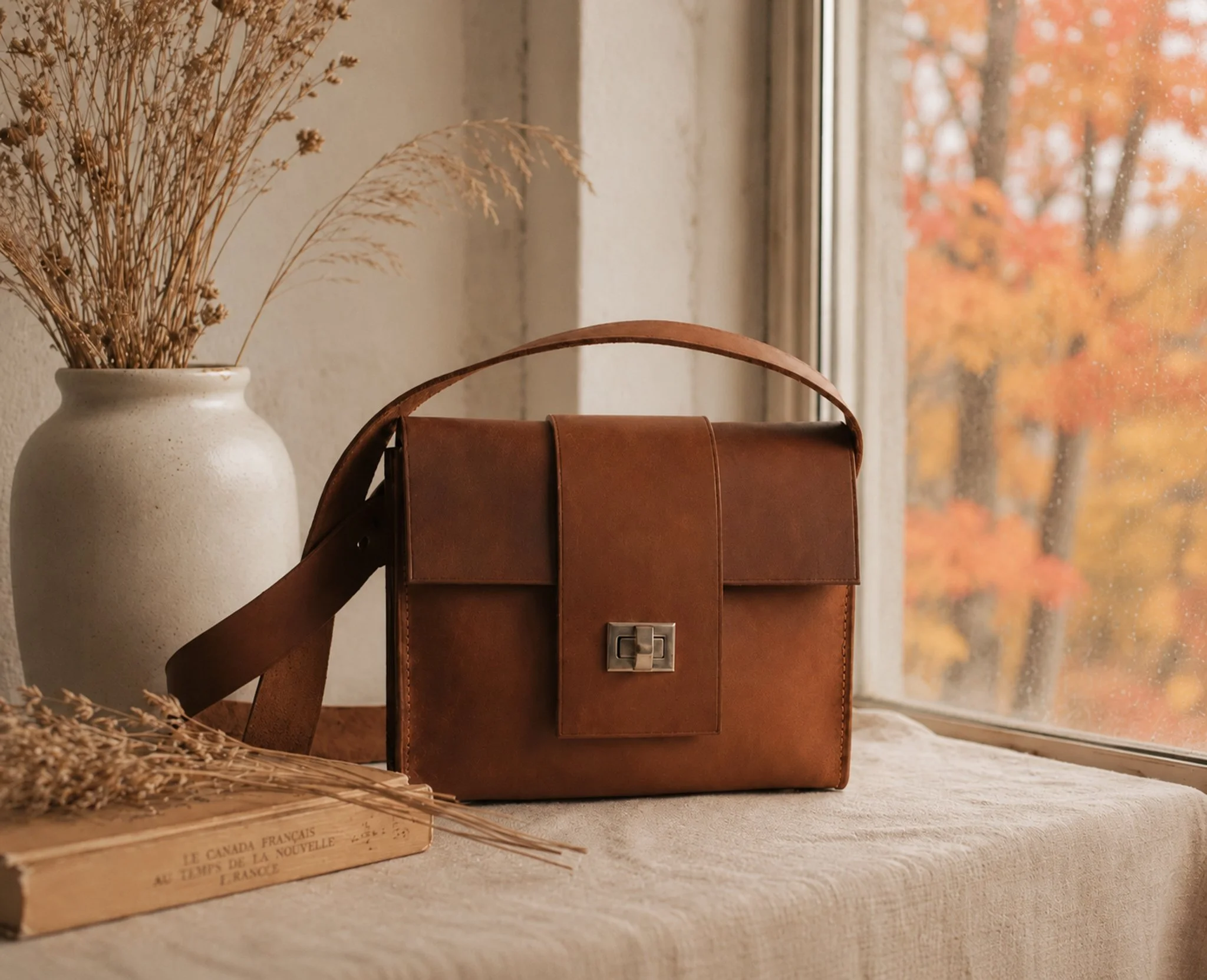 Id&eacute;al pour la saison automnale, notre petit sac en cuir est l'accessoire parfait pour ajouter une touche d'&eacute;l&eacute;gance &agrave; vos tenues d'automne.🍁