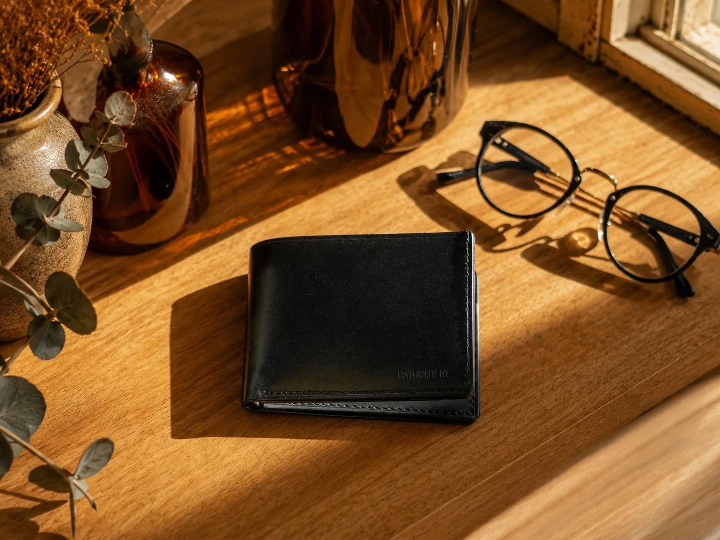 Portefeuille en cuir noir