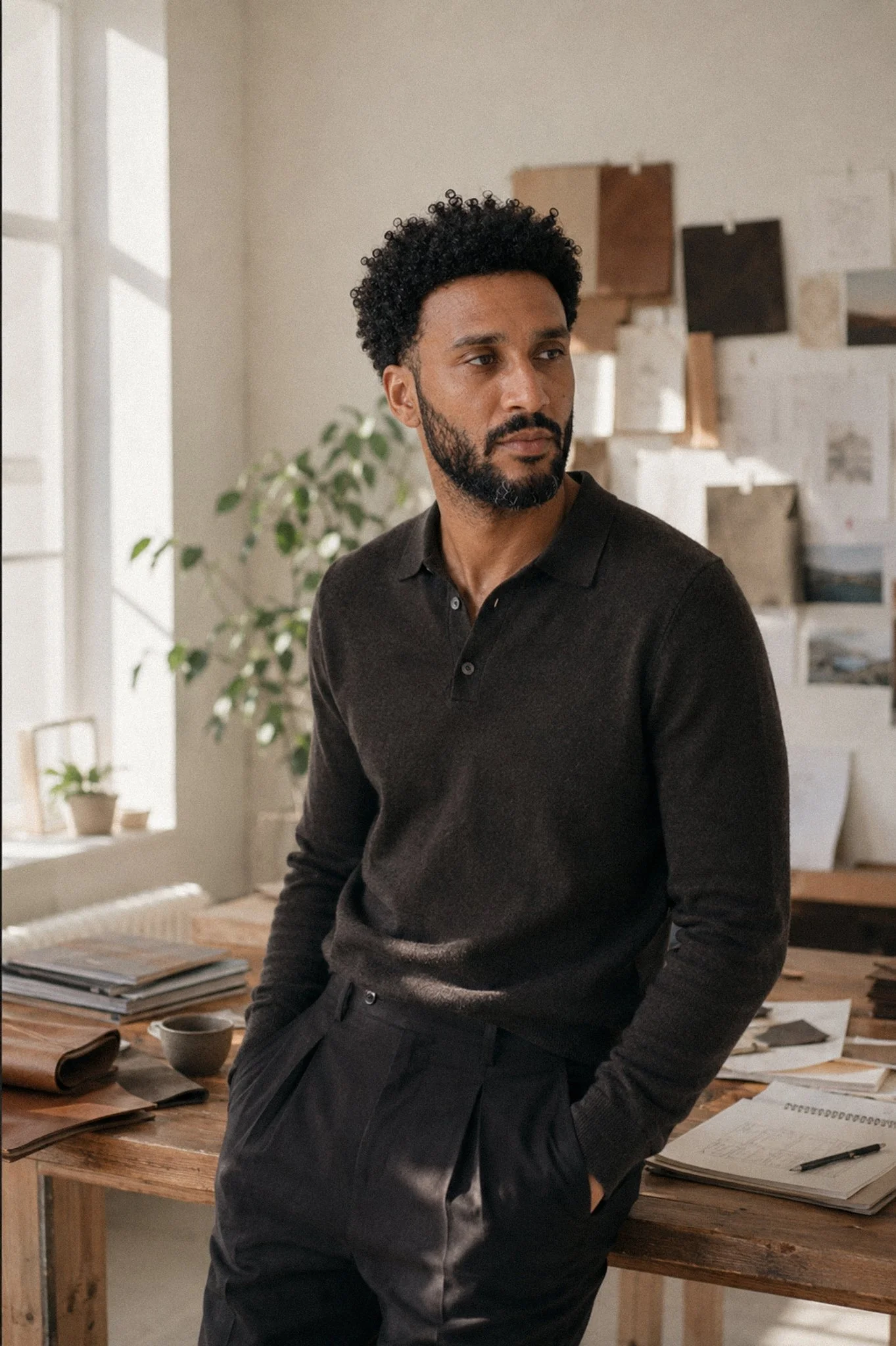 Jérôme Bocchio, directeur artistique et fondateur de Les Mains d'ici, dans son atelier de maroquinerie artisanale au Québec