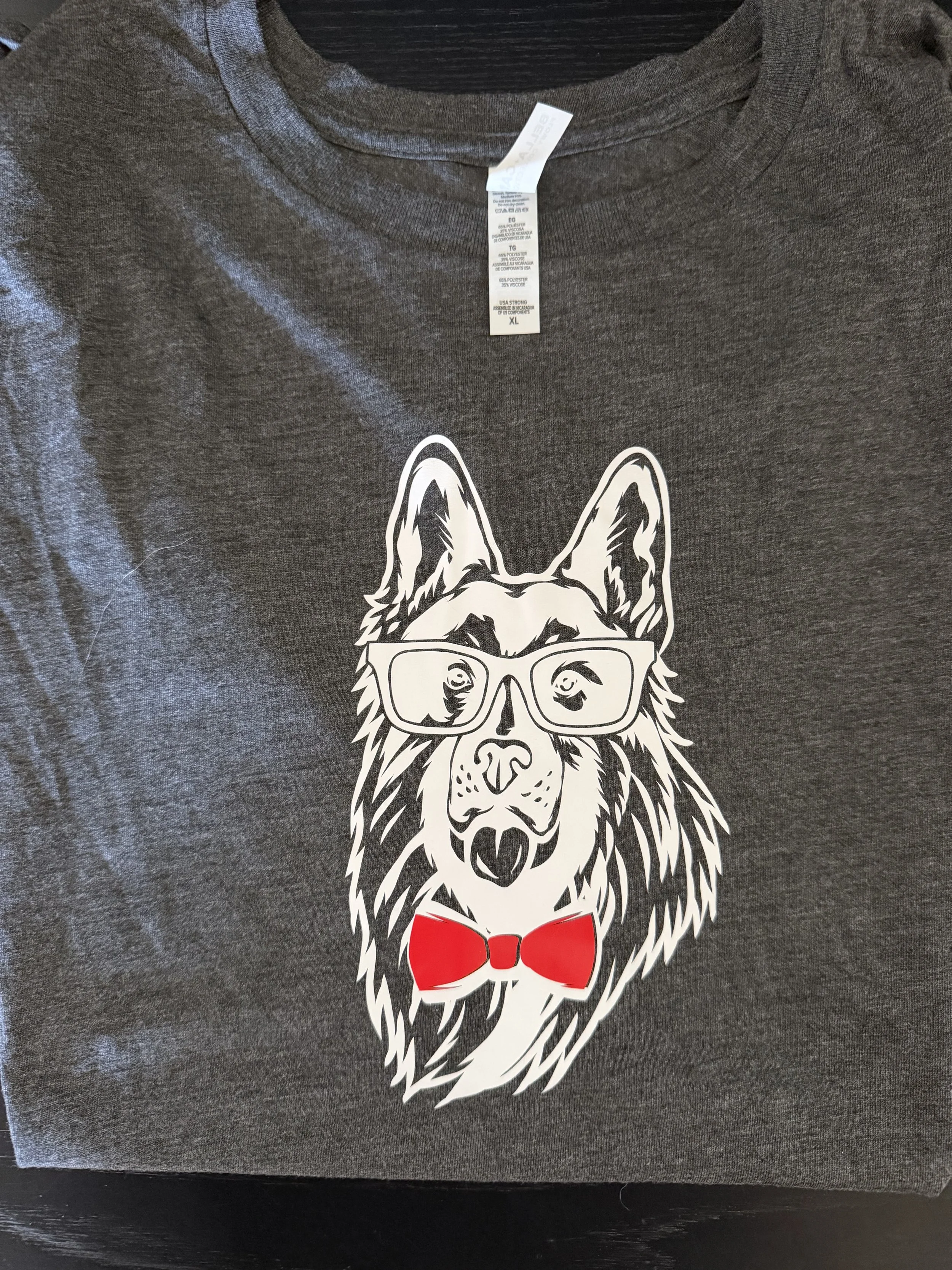 Bow Tie Shepherd - Flowy Muscle T-Shirt with Rolled Cuff - Ladies