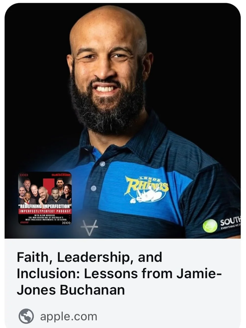 Out today on the @imperfectlyperfect_podcast 
Jamie Jones-Buchanan MBE -  a former professional rugby league player and the current Director of Culture, Diversity, and Inclusivity at Leeds Rhinos, where he spent his entire career. A key member of the