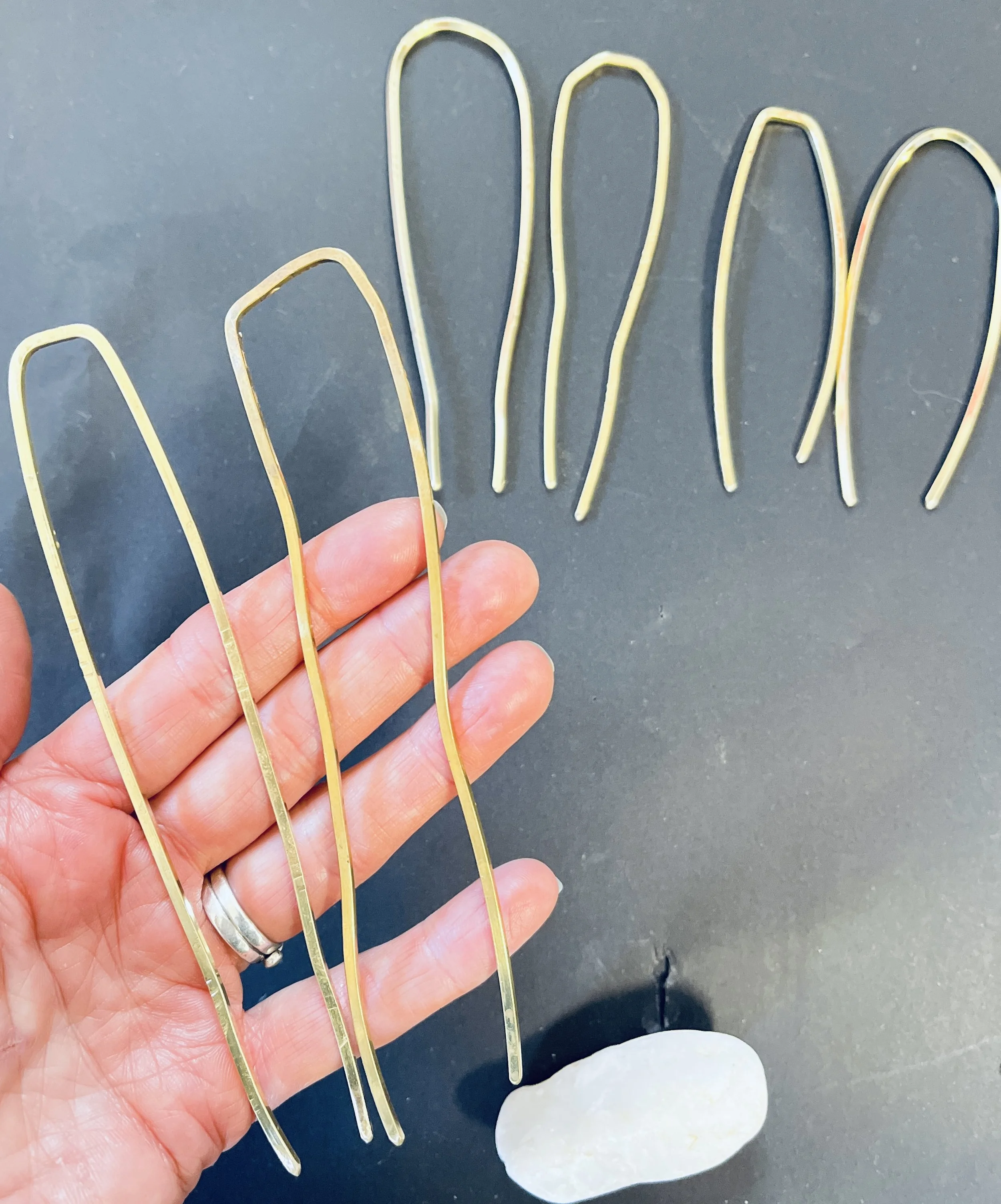 Hand made French Hair pins, hair forks made in brass. Sustainable option,  organic shape — Brigid KO Jewelry Everyday Adornments