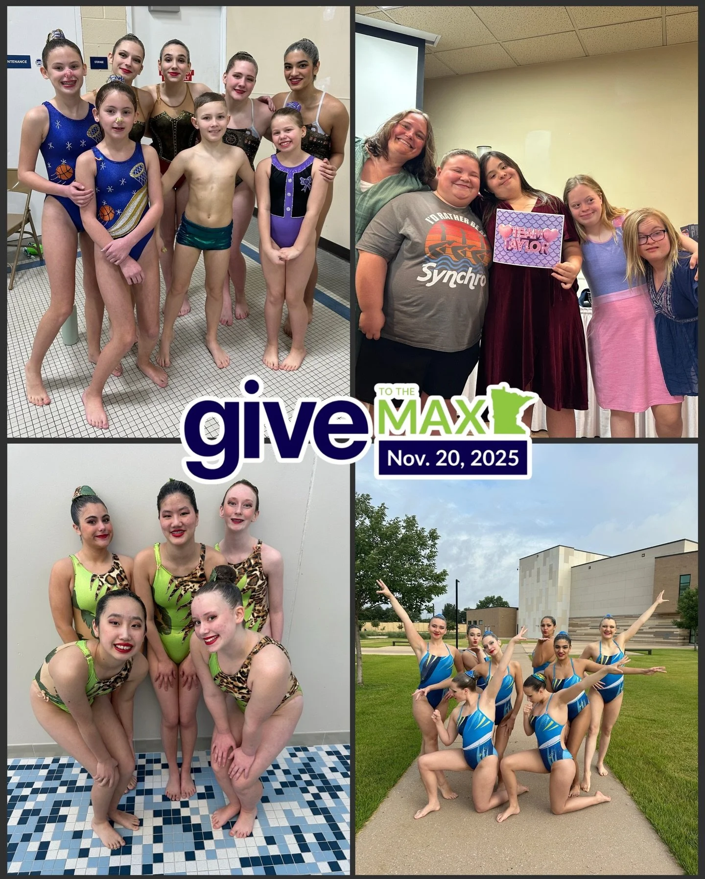 Today is MN Give to the Max Day! #GTMD25

Help the Minnesota Synchronettes by donating. Your donation to our non-profit youth swim club will make an impact by helping to fund pool time, decrease monthly swimmer dues, send coaches to national educatio