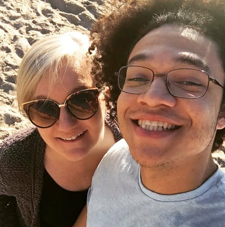 Cynthia with her youngest son in Malibu, CA