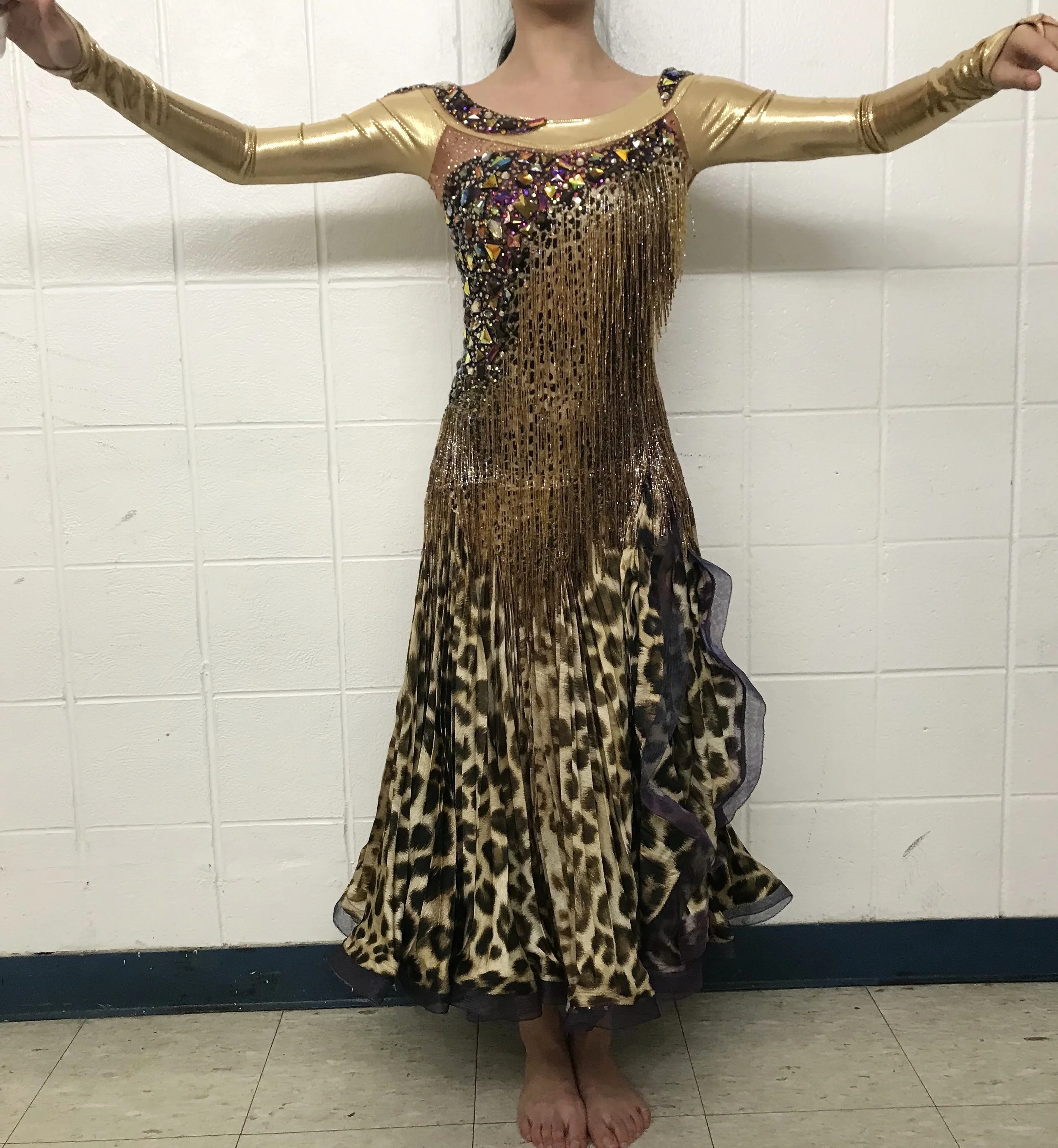 gold leopard print dress