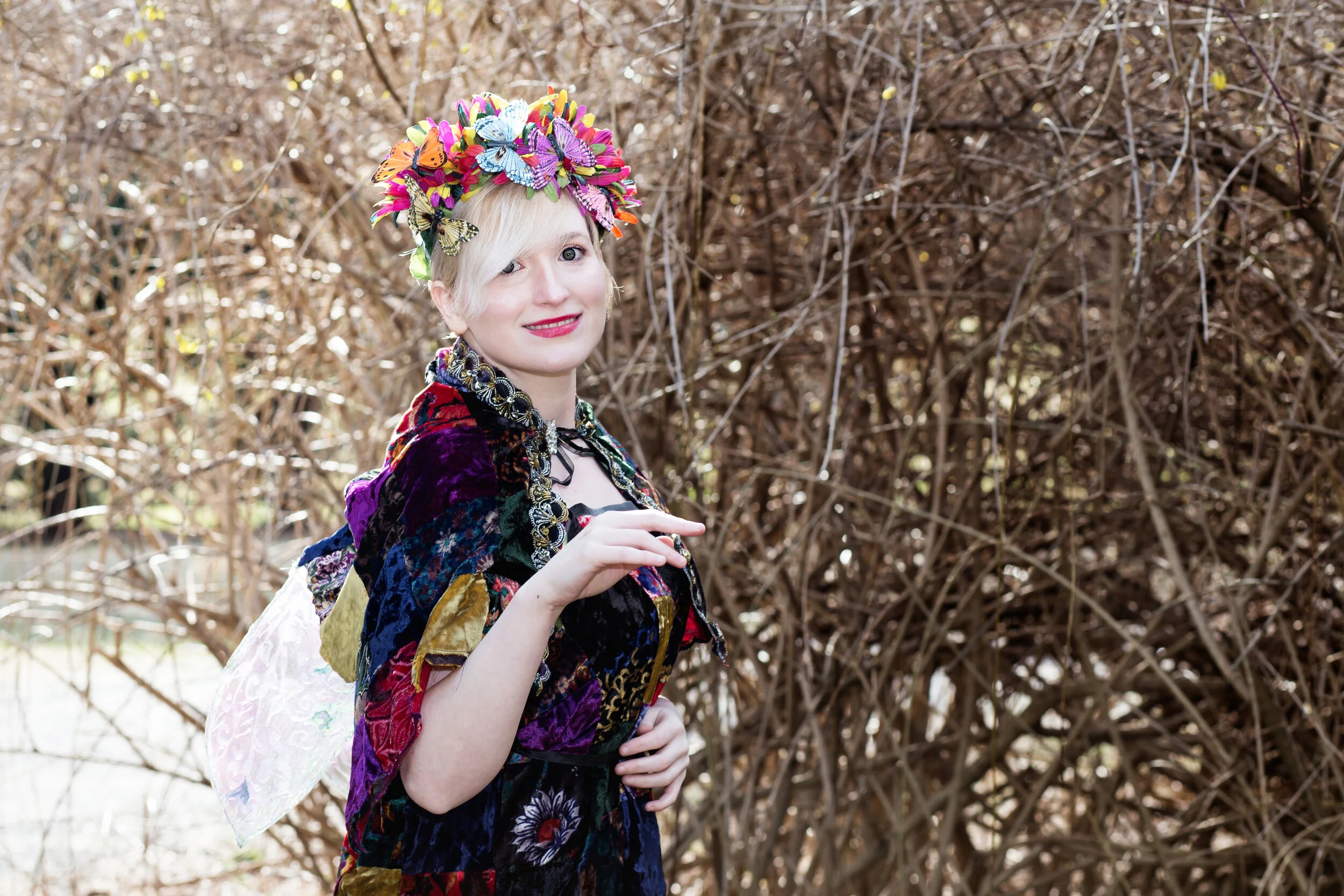 Art deco Velvet Patchwork gown with Cape 