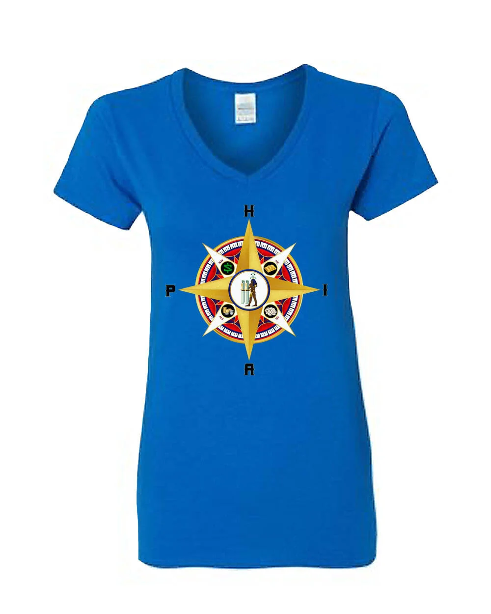 HAPI COMPASS - Women's V-Neck Blue  T-Shirt