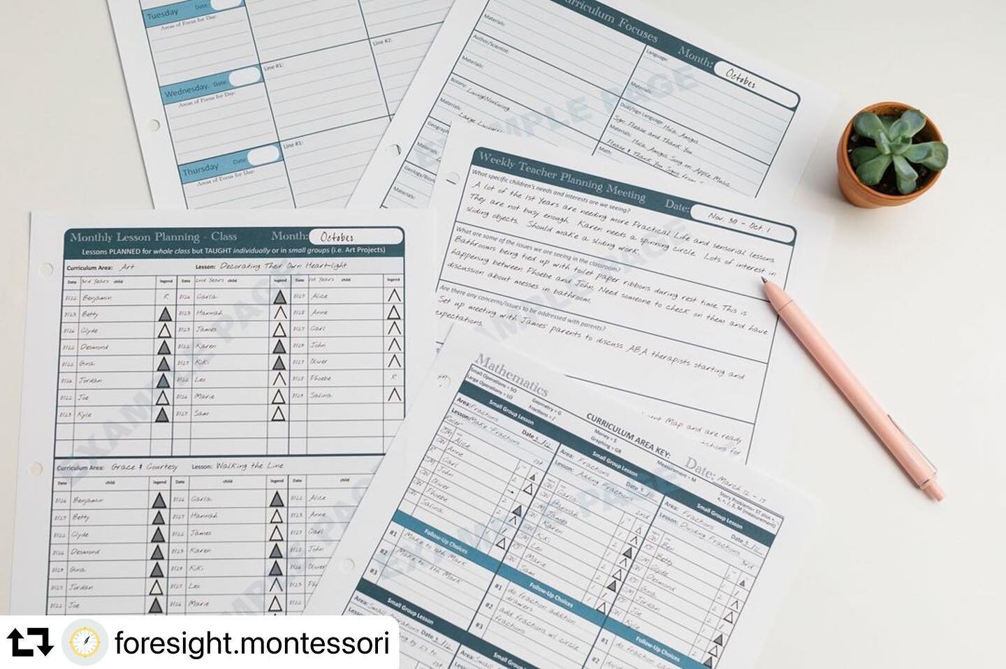 #repost @foresight.montessori
・・・
All 4 of us have searched and searched for teaching planners that worked for the Montessori classroom to no avail. Does this sound familiar to you too? Well we&rsquo;ve created planners with everything in one place&m