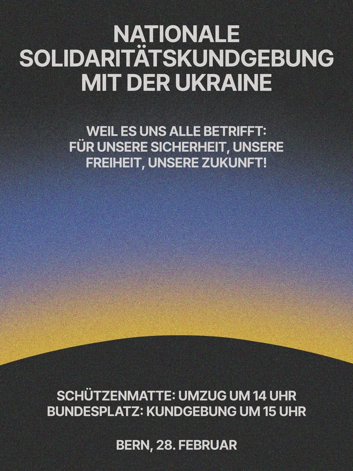 Vier Jahre Krieg in der Ukraine. Demo am 28.2. in Bern