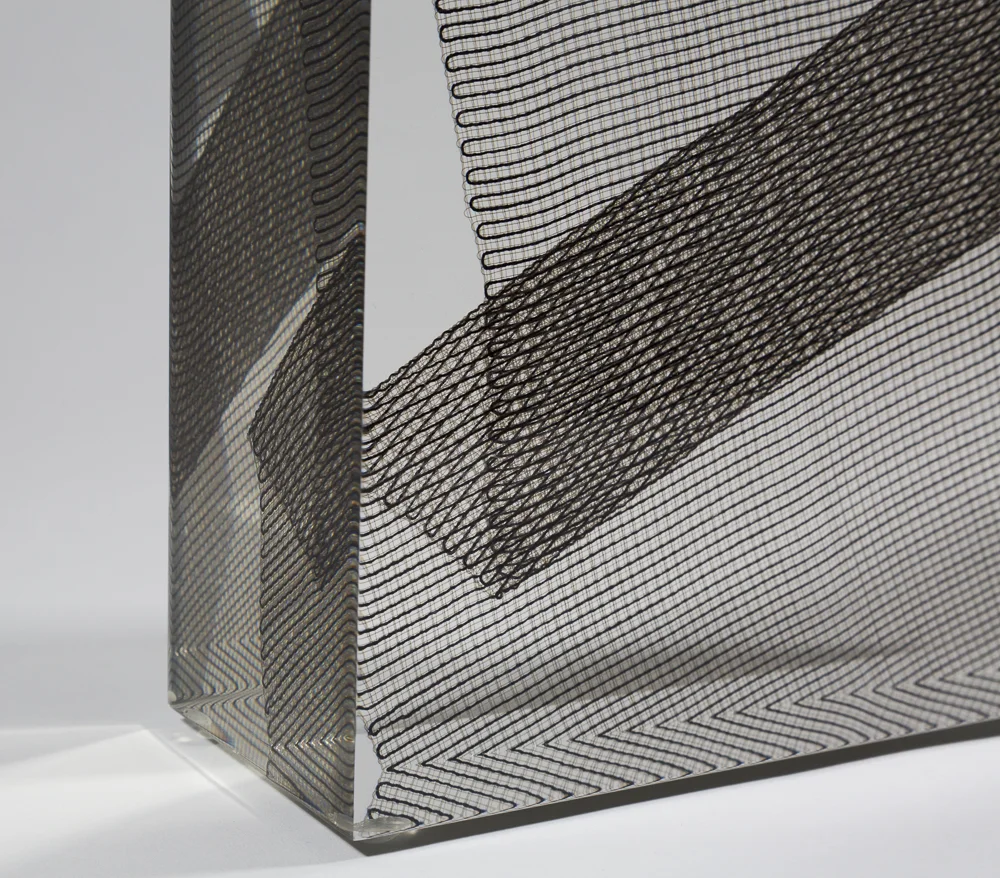 'From gold to Anthracite' 2011. Cotton and lurex cast in acrylic resin.