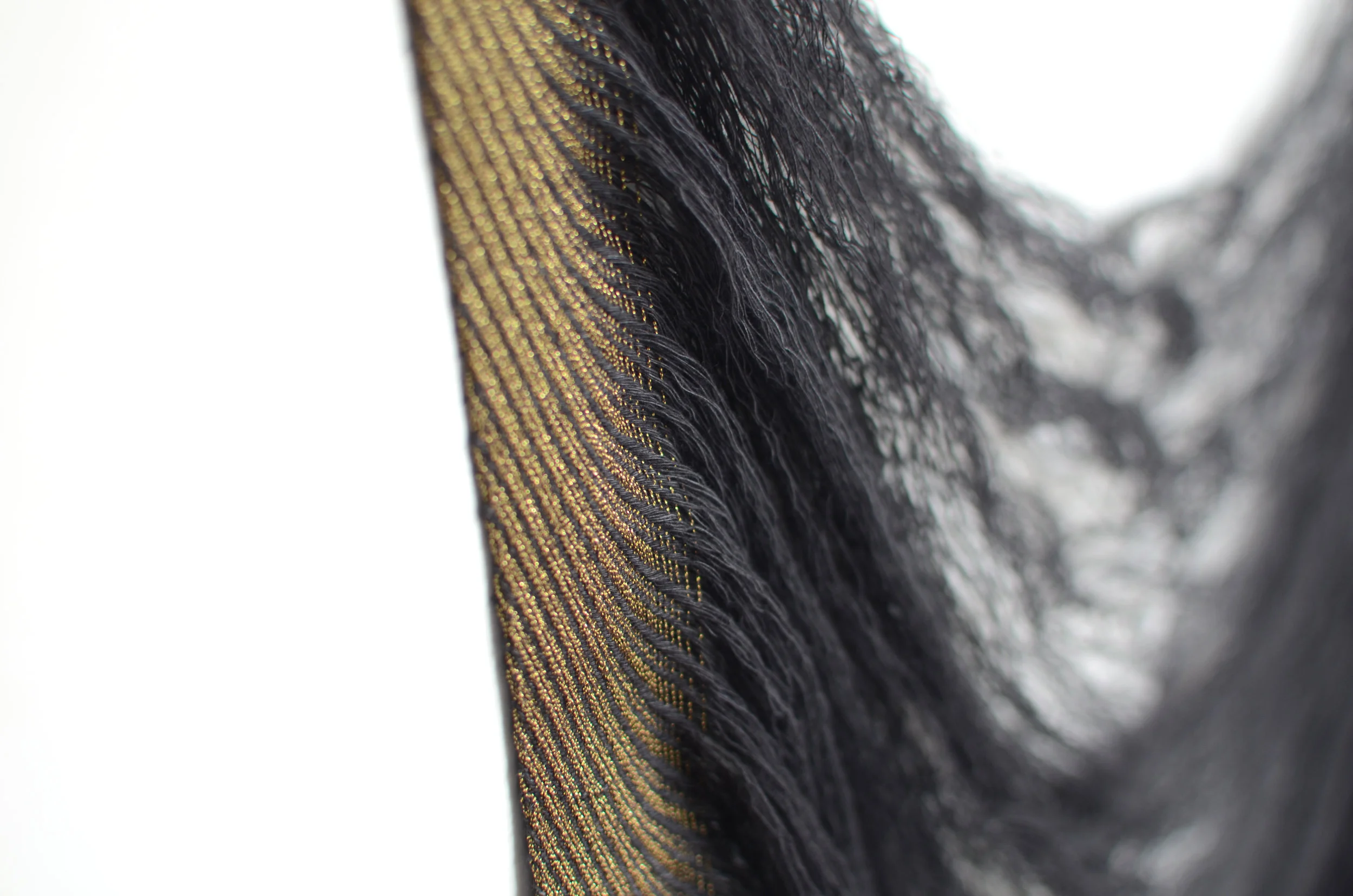  'Threads' India - Wales project 2017-18. Metallic thread and kala cotton. 