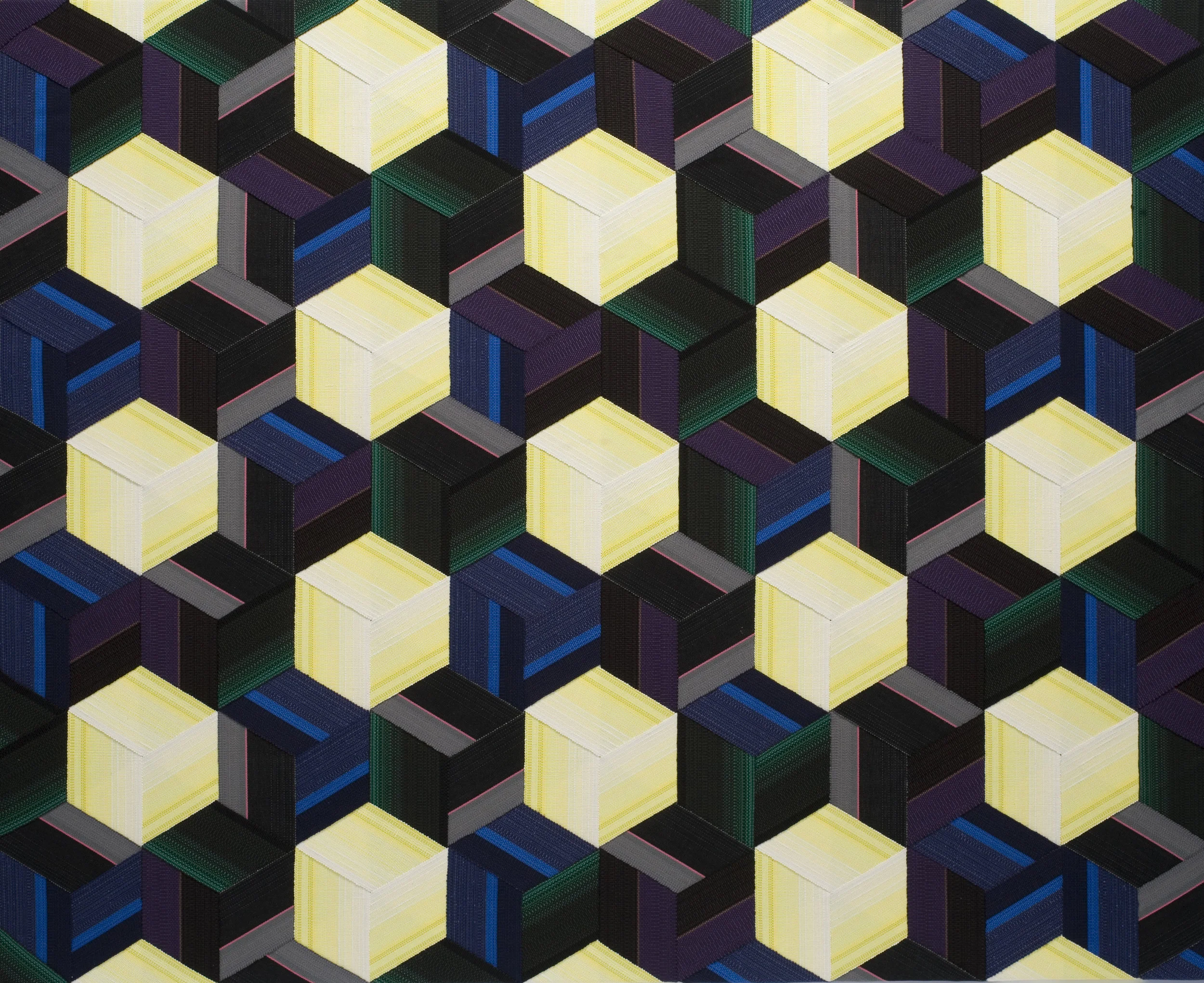 Three x Five, 2010. Exhibted in 'Inspired by Albers' exhibition at Ruthin Craft Centre. Photo by Dewi Tannett Lloyd. Triaxially woven cotton and linen.