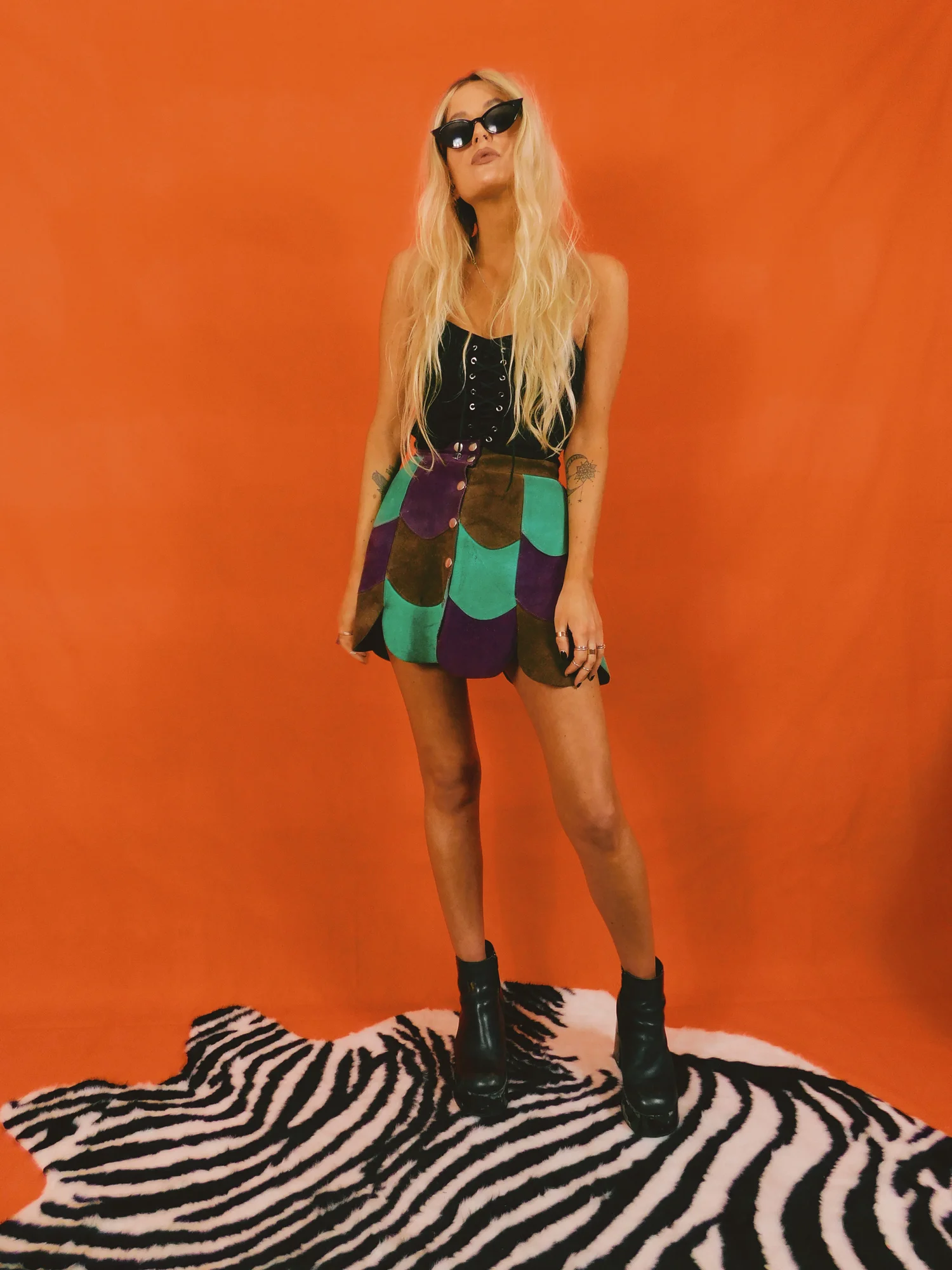 suède leather mini skirt - Euro