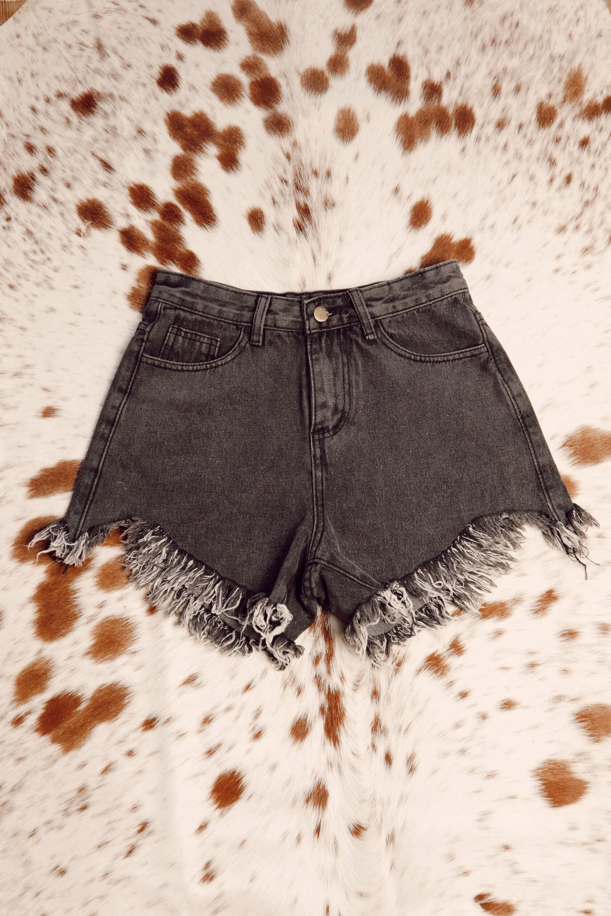 black high waisted cut off shorts