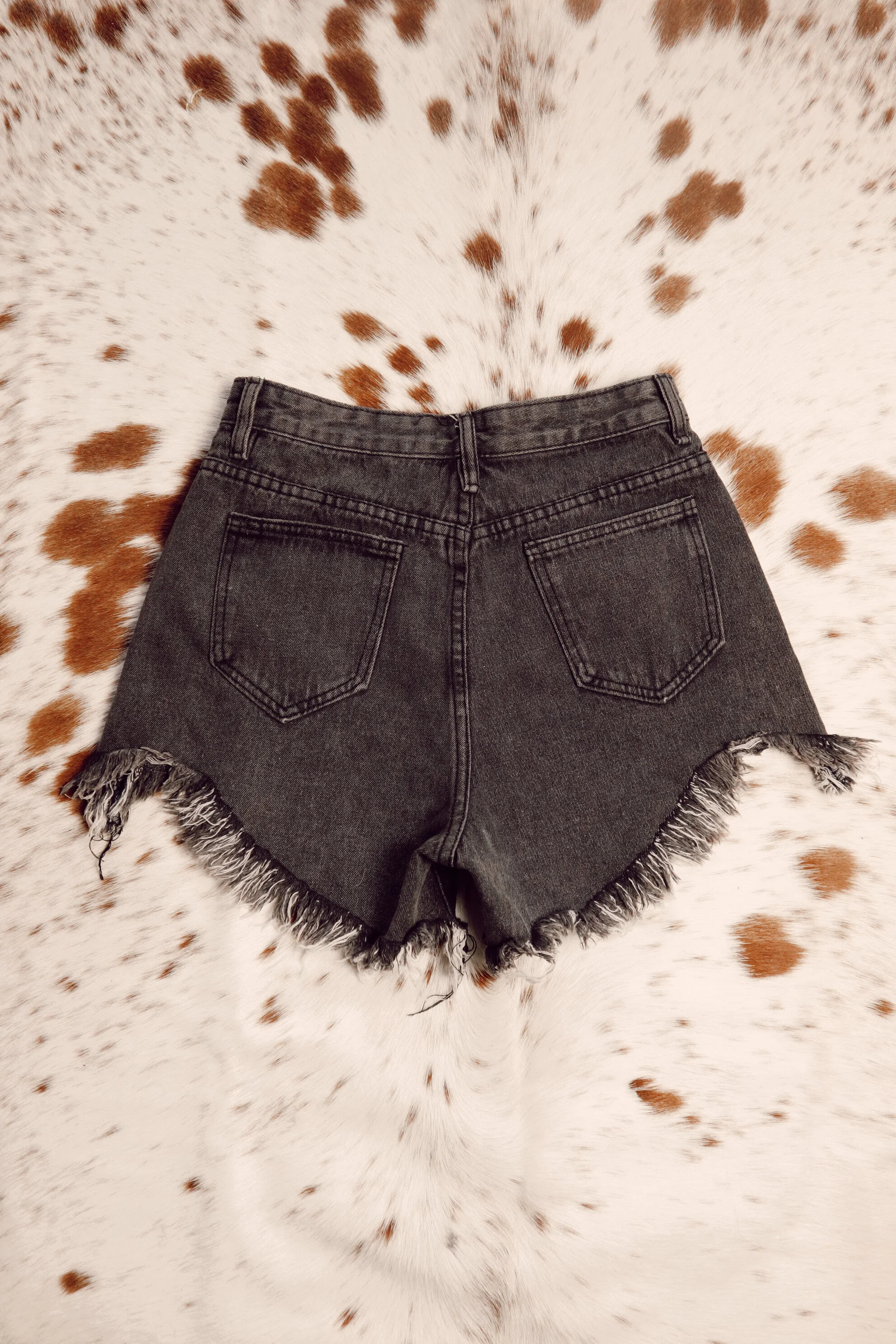 black high waisted cut off shorts