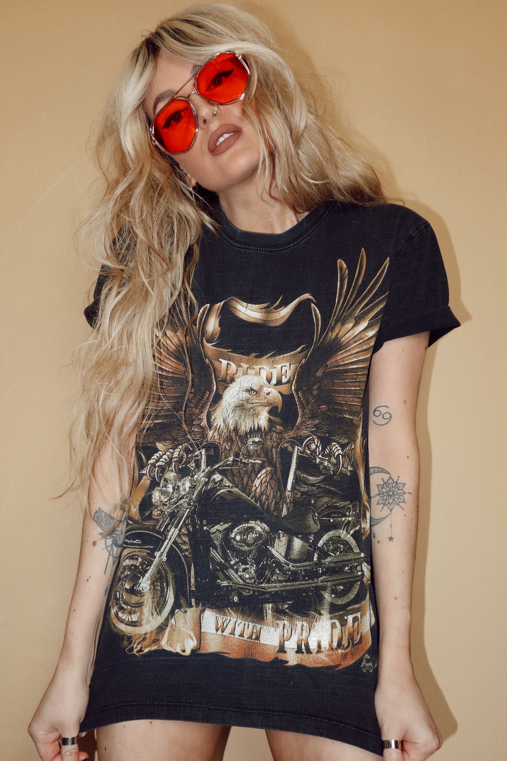 RIDE WITH PRIDE : Vintage Motorcycle T-shirt Black - MEDIUM