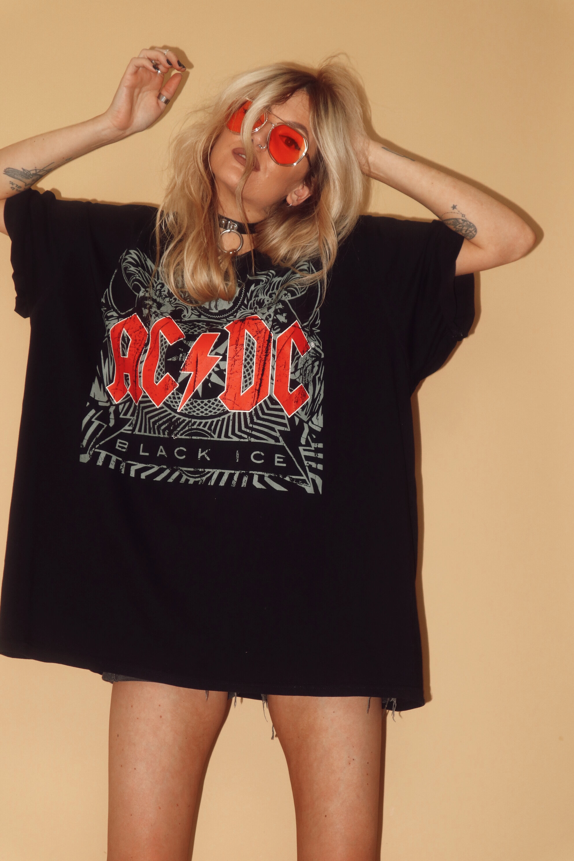 BLACK ICE : VINTAGE 80s ACDC BLACK BAND TEE T-SHIRT : 5XL