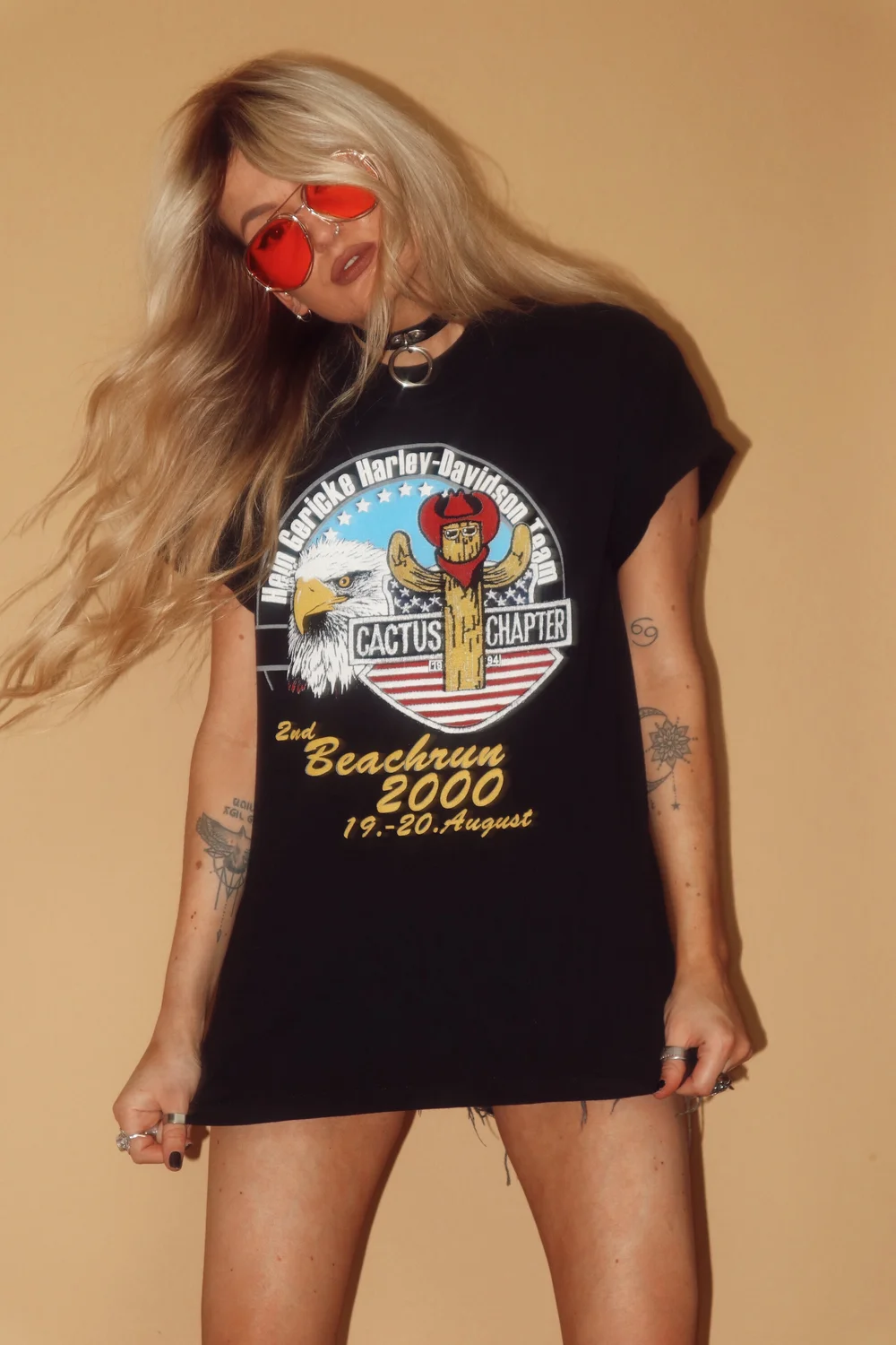 CACTUS CHAPTER : VINTAGE 00's HARLEY DAVIDSON TEE T-SHIRT : MEDIUM   Strange Ray Vintage