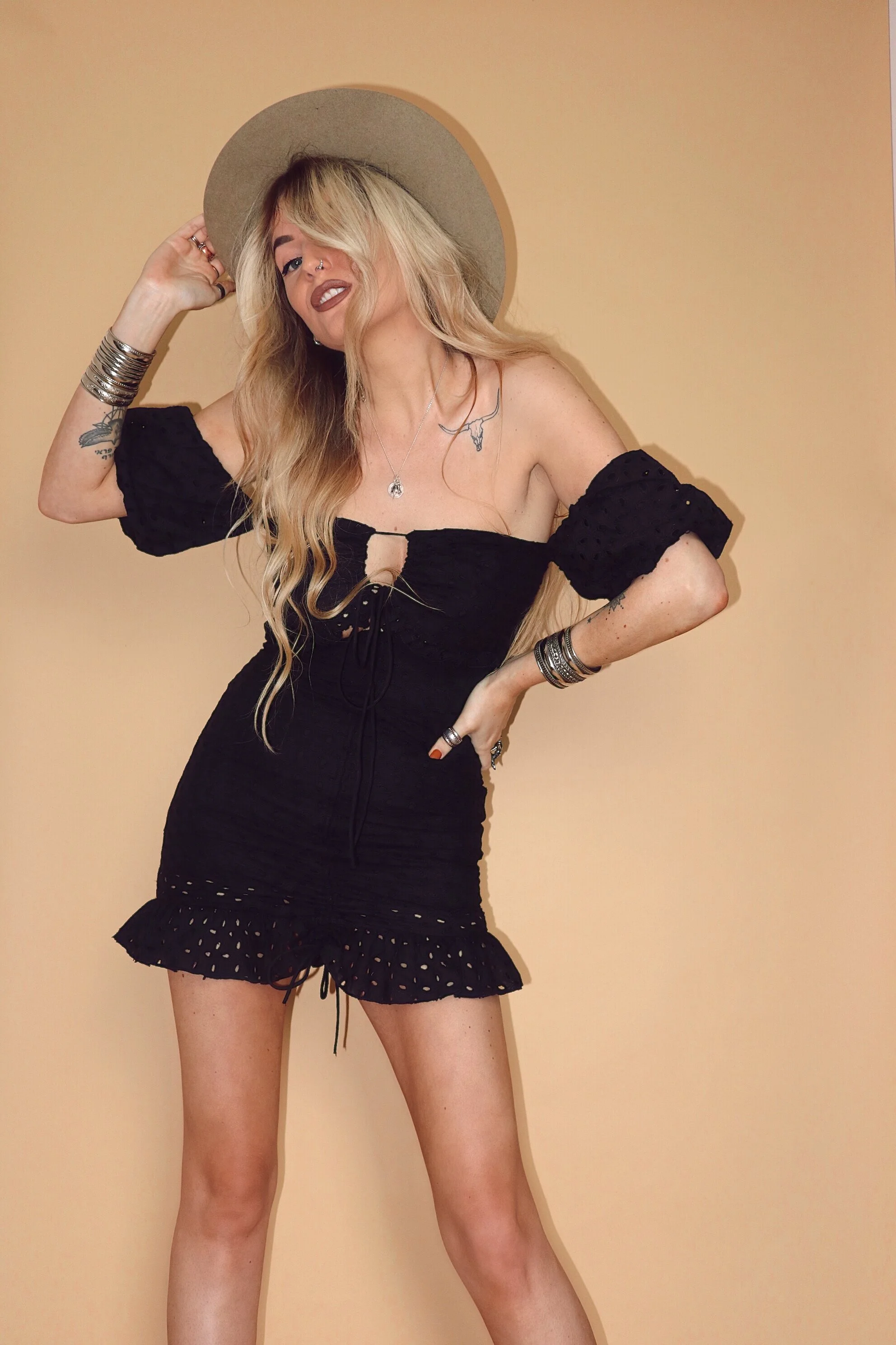 LACE ANGLAISE MULTI-WAY BARDOT DRESS 